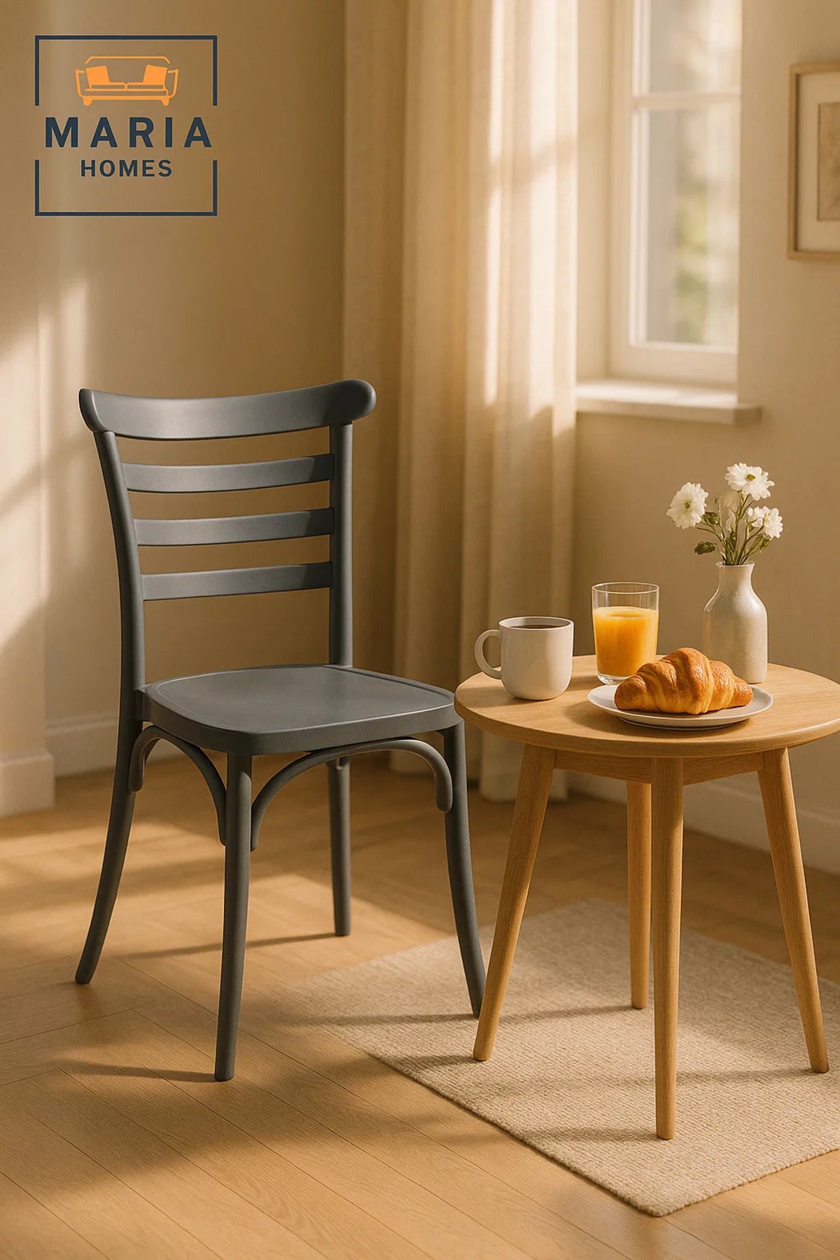 Gray Plastic Ladder Back Chair Modern Stackable Armless Dining Chair for Indoor & Outdoor Use
