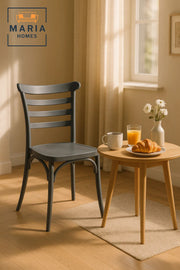 Gray Plastic Ladder Back Chair Modern Stackable Armless Dining Chair for Indoor & Outdoor Use