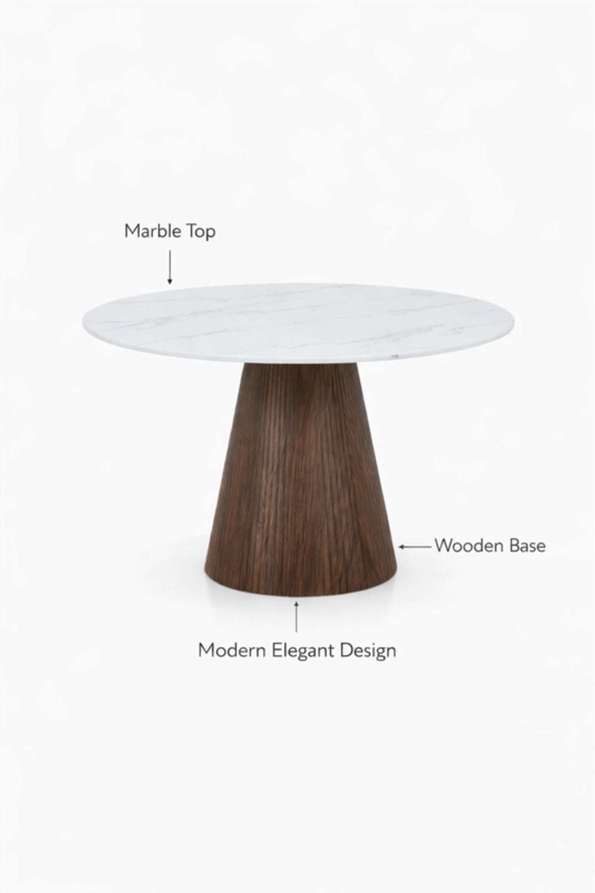 Round Marble Dining Table 120x120x75cm Modern with Brown Base round marble dining