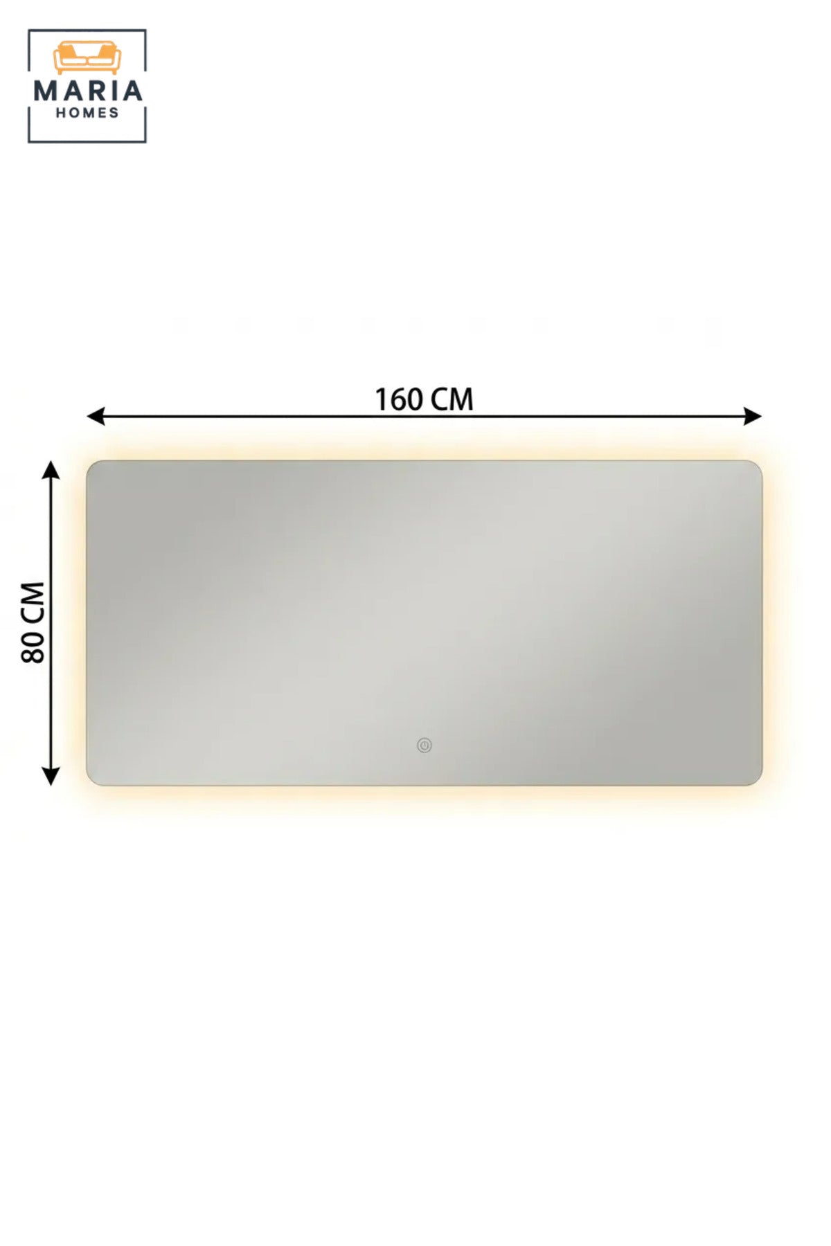 Frameless Rectangular LED Wall Mirror 160 × 80 cm with Touch Sensor, Rounded Corners and Backlit Illumination for Bathroom, Bedroom and Vanity