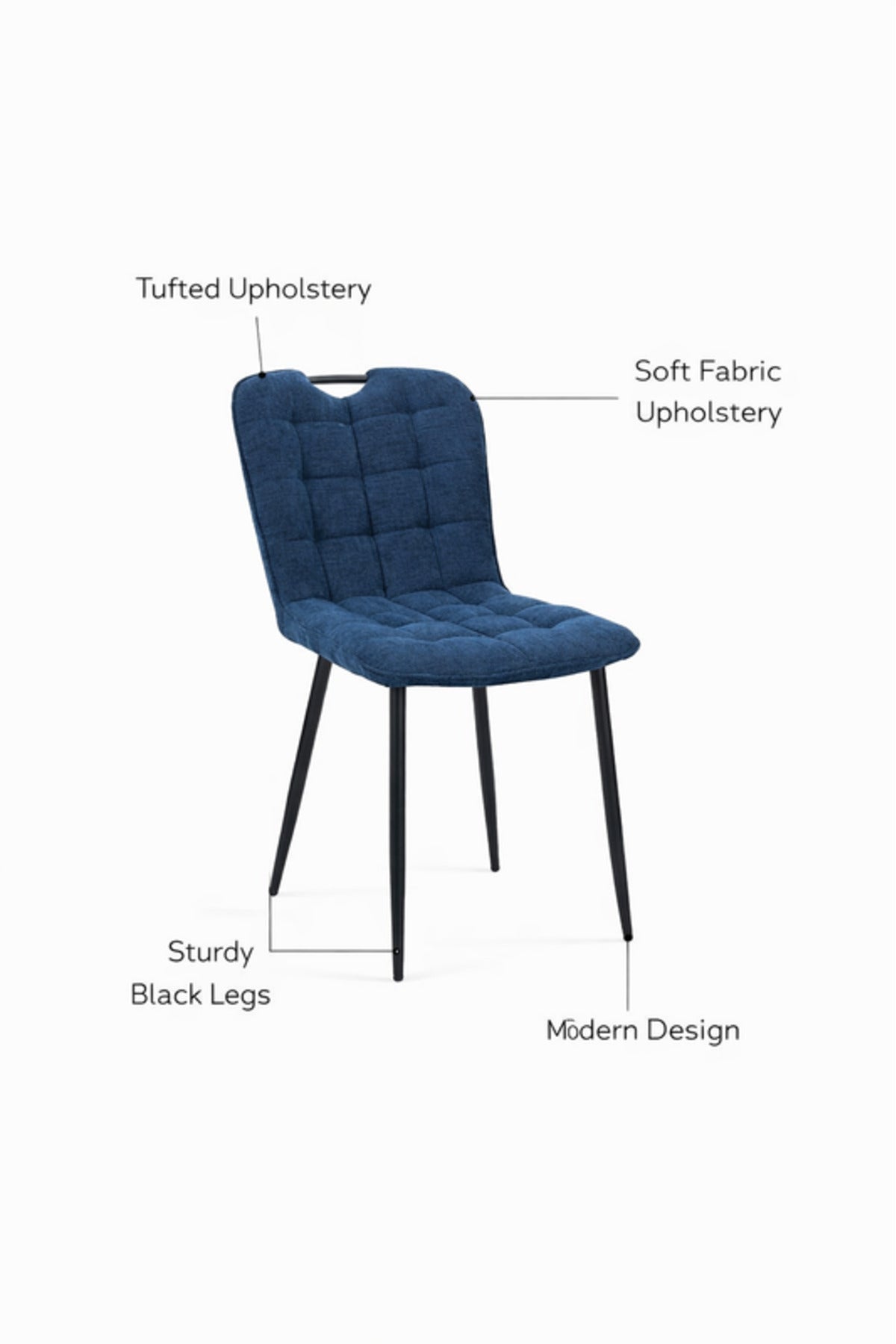 Blue Fabric Dining Chair 84x43x49cm Modern blue fabric dining Kitchen