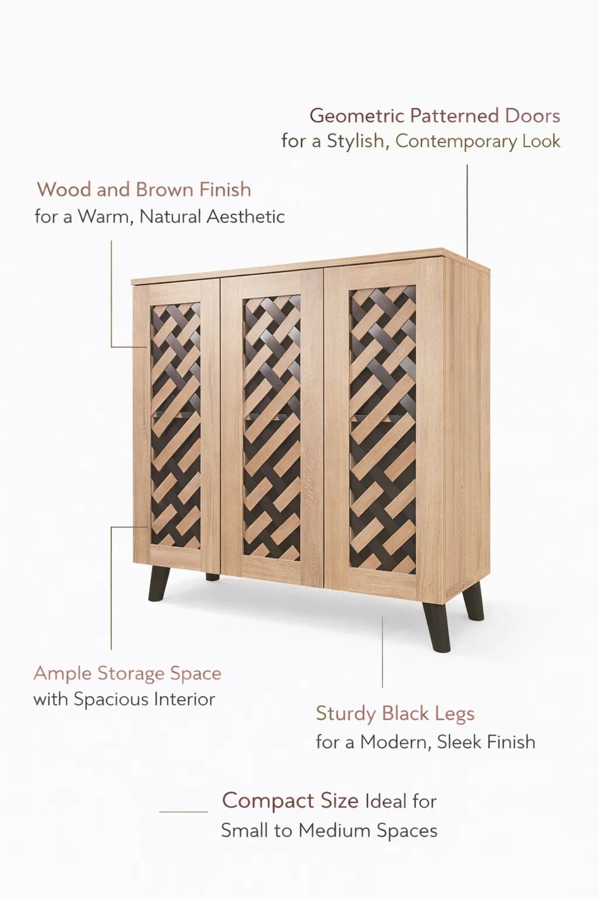 Wood and Brown Shoe Cabinet - SC003 (90*34*91 cm)