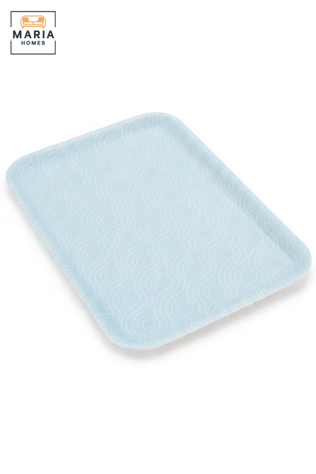 Rectangular Serving Tray with Wavy Pattern, Raised Edges and Rounded Corners, Multipurpose Food Tray for Kitchen, Dining, Café and Restaurant
