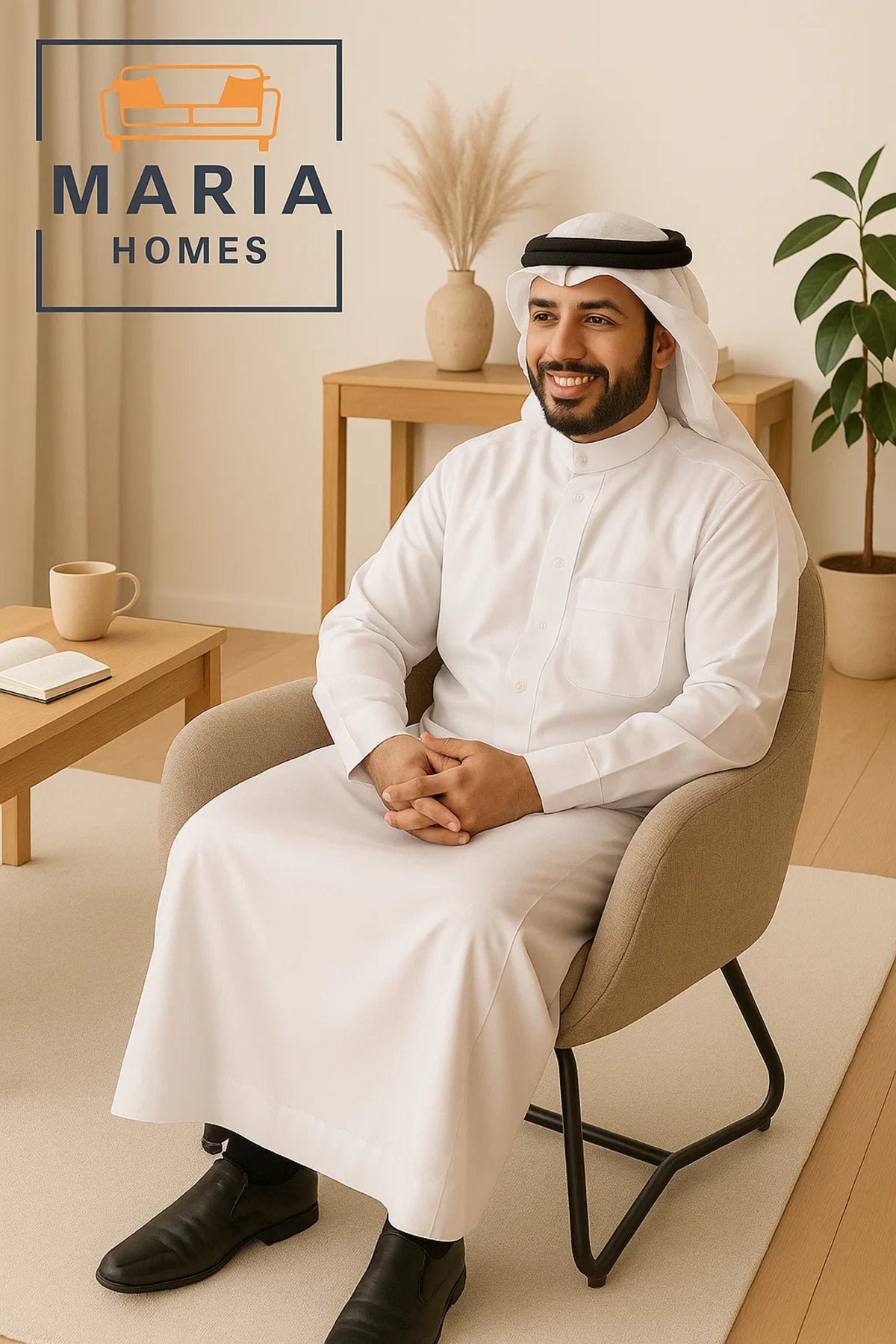 Beige Textured Fabric Lounge Chair Ð Upholstered Armchair with Sled Metal Legs for Home or Office