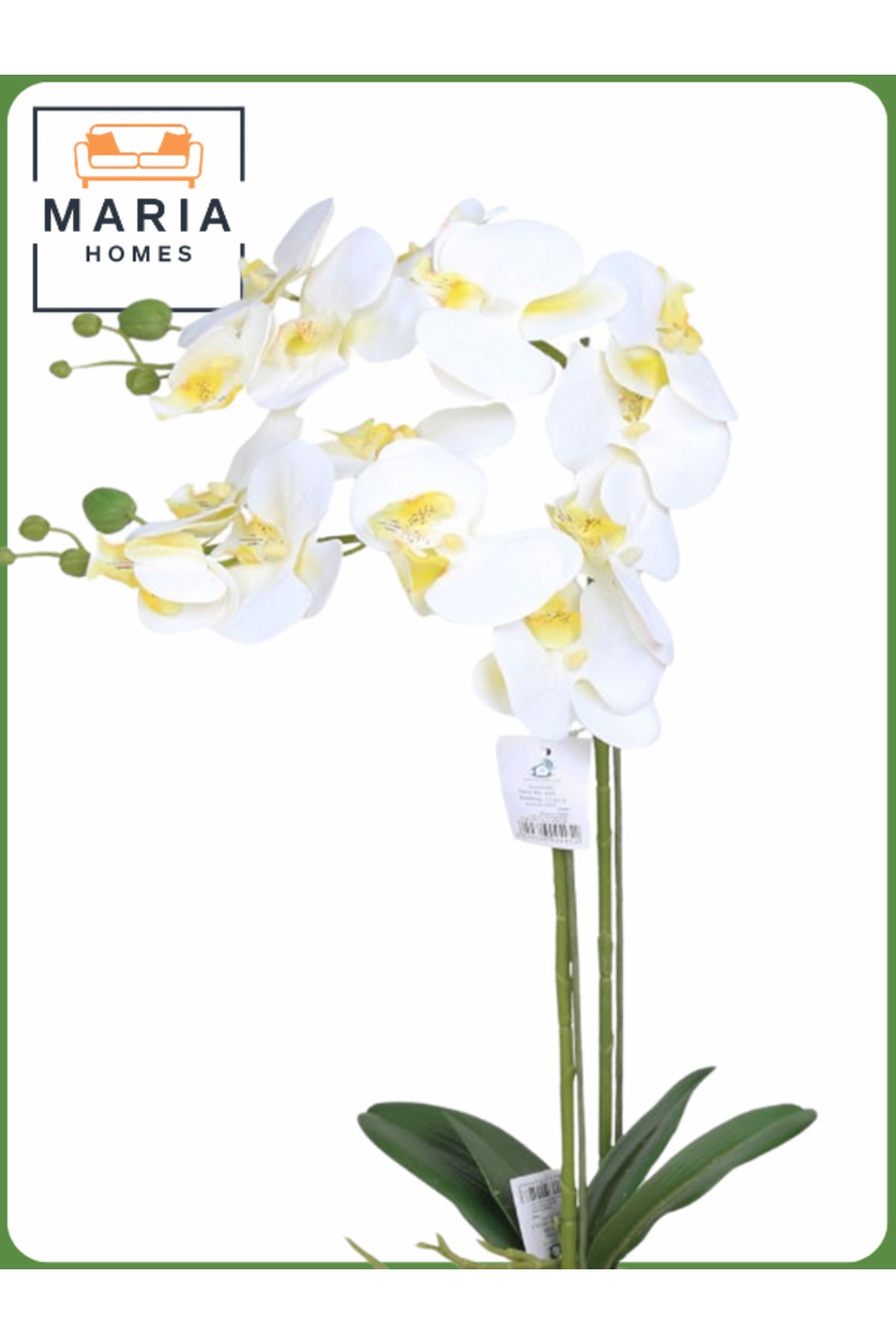 White Artificial Orchid in Brown with silver dots Pot Ð 60cm Decorative Plant with 2 Branches