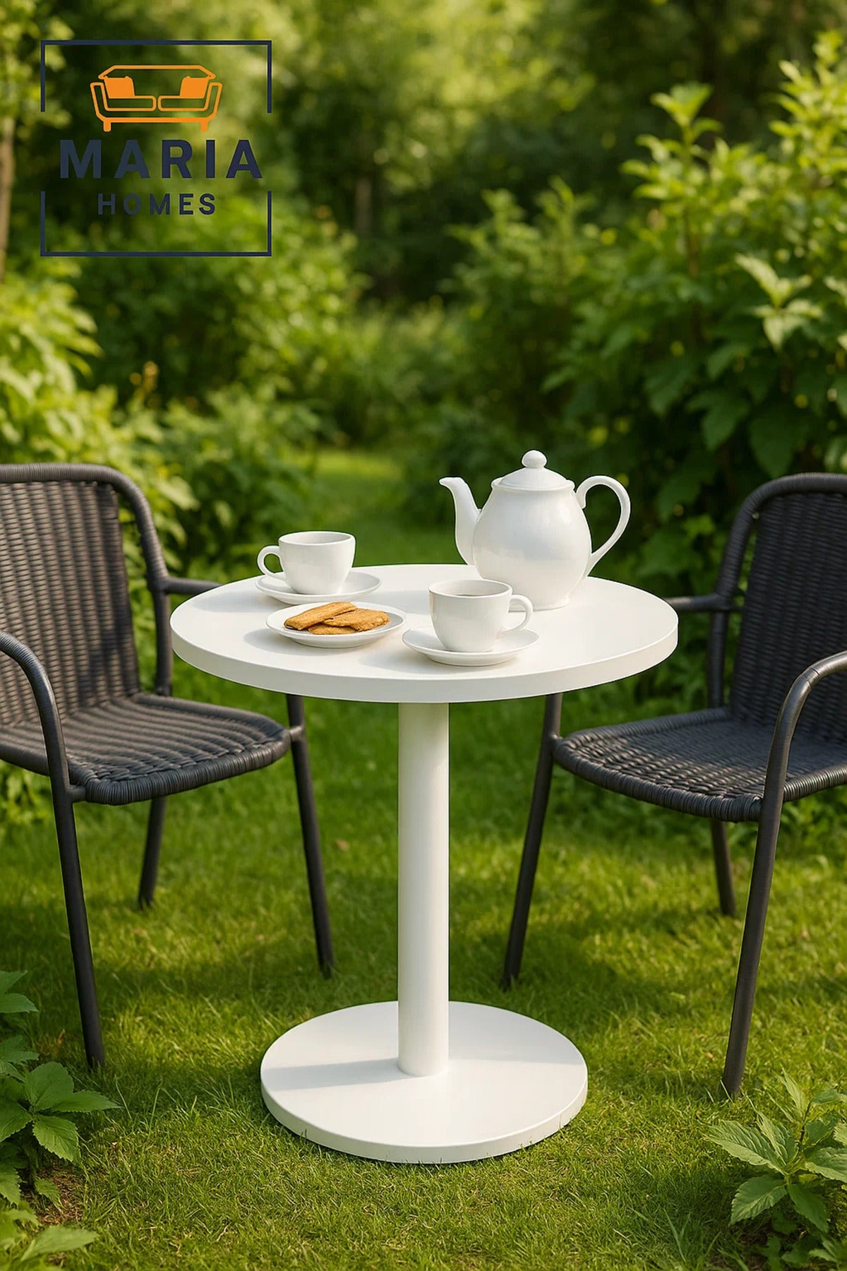 Round White Pedestal Table with Minimalist Design