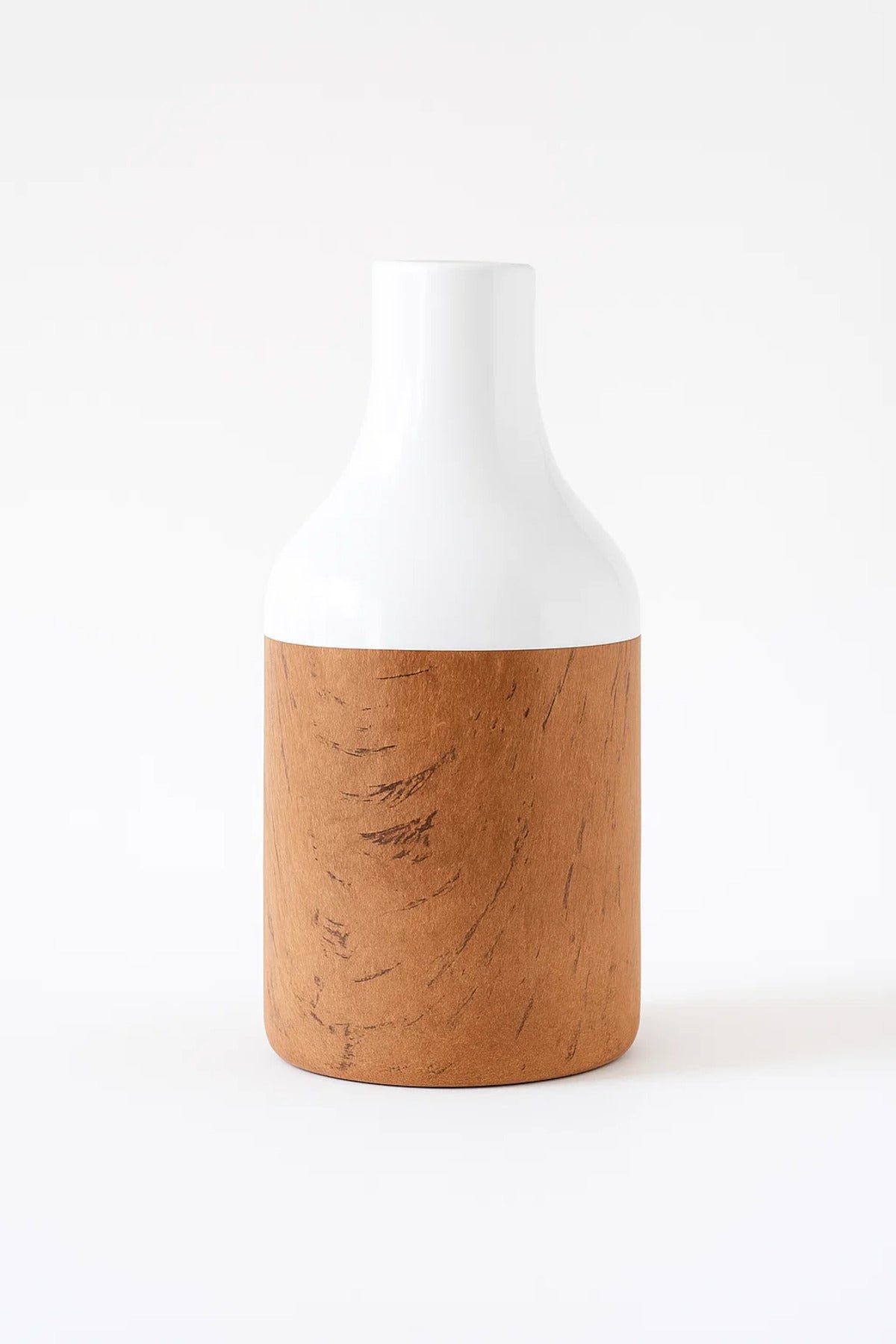 White and Cork Effect Ceramic Vase Ð Modern Minimalist Decorative Flower Pot for Home and Office