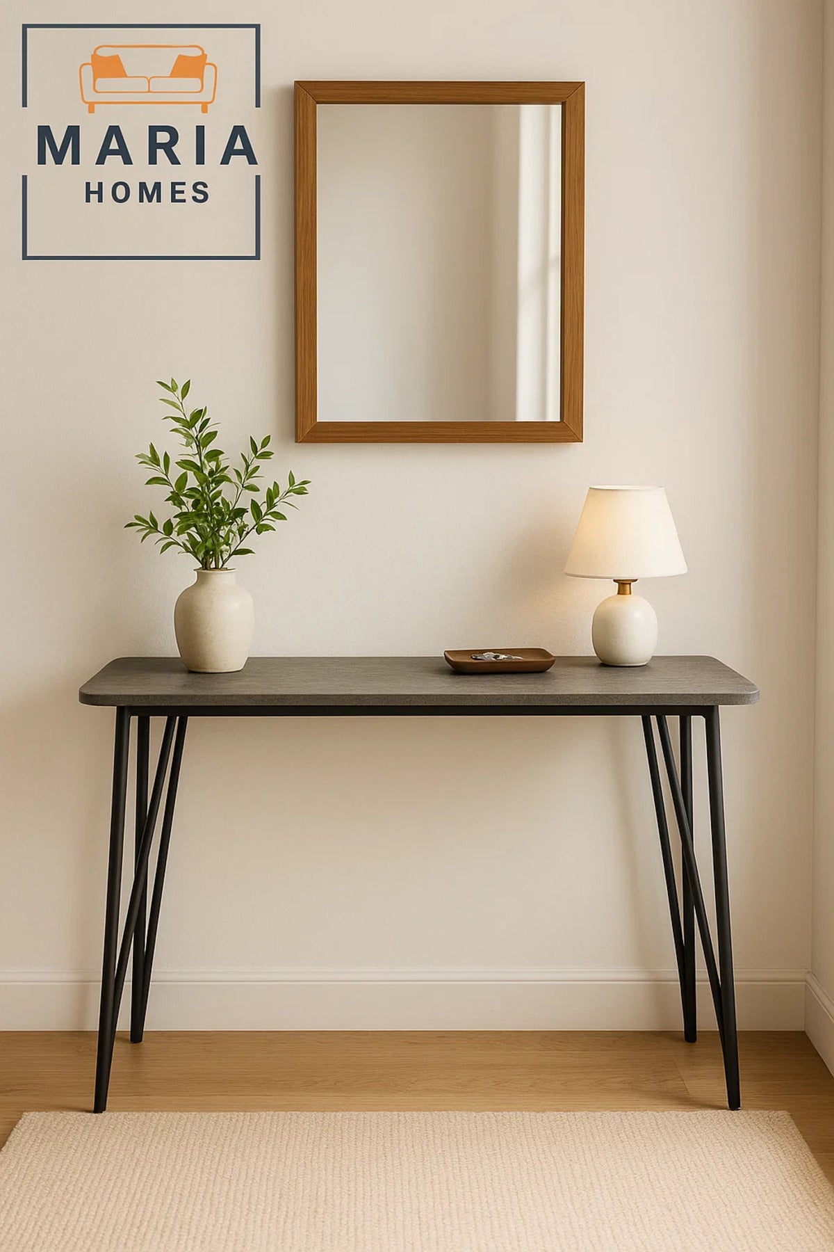 Industrial Console Table 120x40x80cm Ð Modern Grey Top with Metal Hairpin Legs for Home & Office