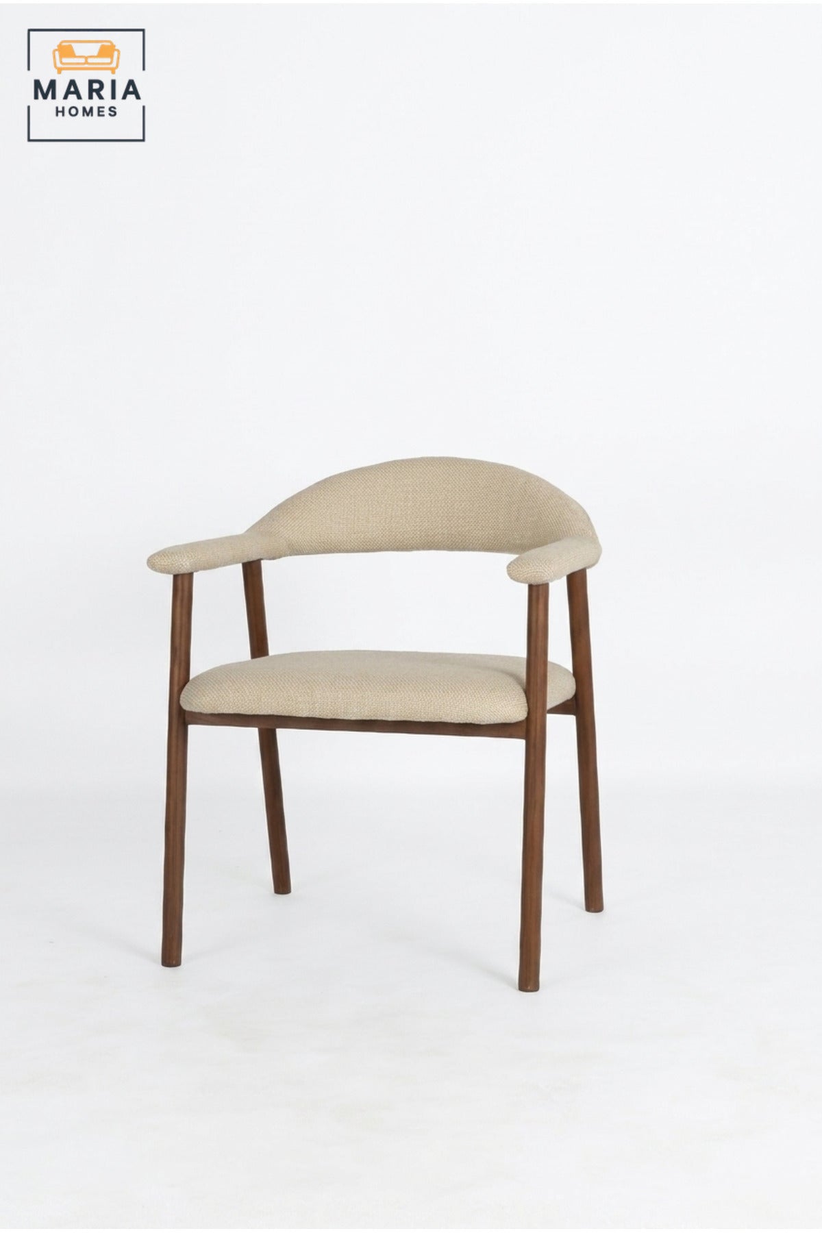 Modern Upholstered Dining Chair with Curved Backrest, Solid Wood Frame, Fabric Seat, Contemporary Dining Room Kitchen Chair