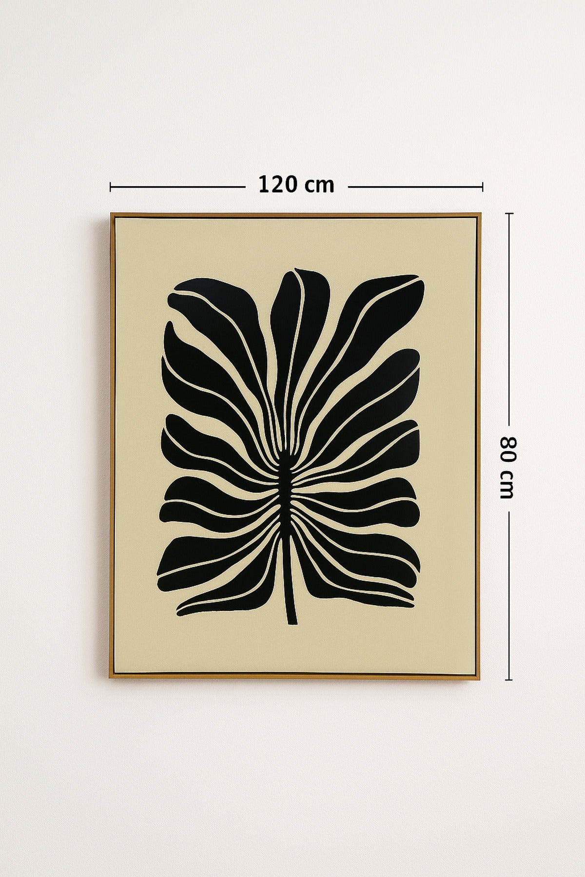 3D Abstract Black Leaf Wall Art with Wooden Frame Ð 120_80 cm