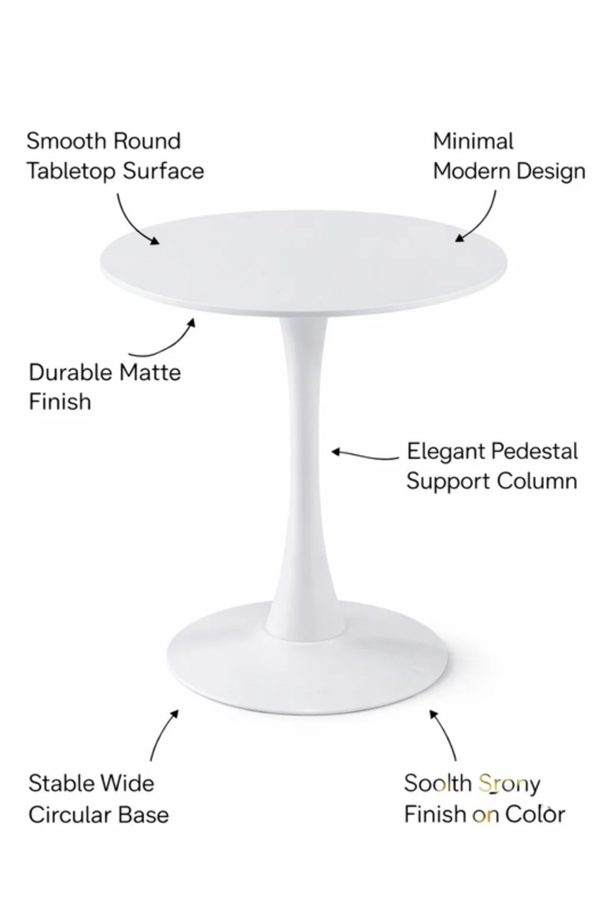 Modern Round White Café Table with Tulip Pedestal Base