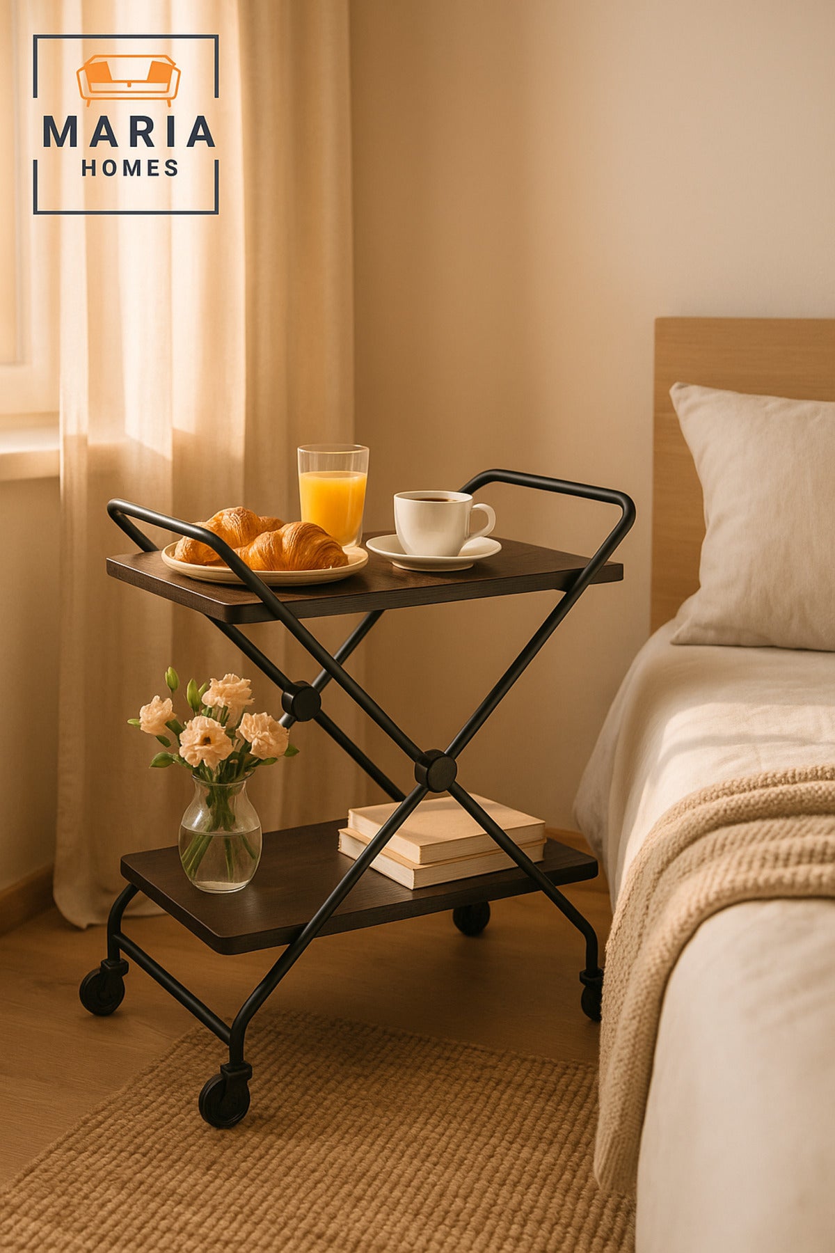 Coffee 2-Tier Serving Trolley with Wheels Ð Kitchen & Living Room Utility Cart 70_40_84 cm