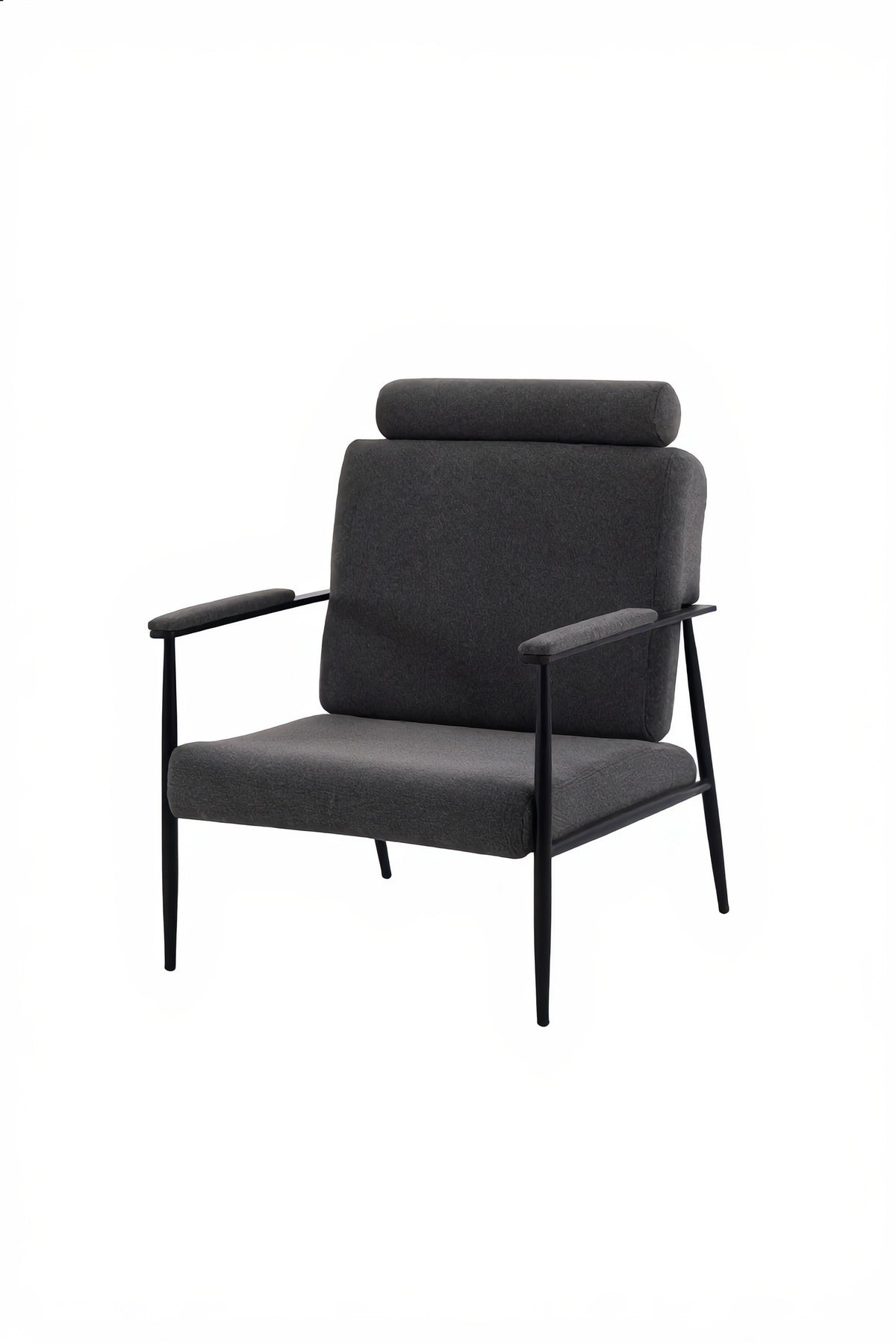 Premium Dark Grey Lounge Chair with Headrest, Modern Armchair for Living Room & Office Decor