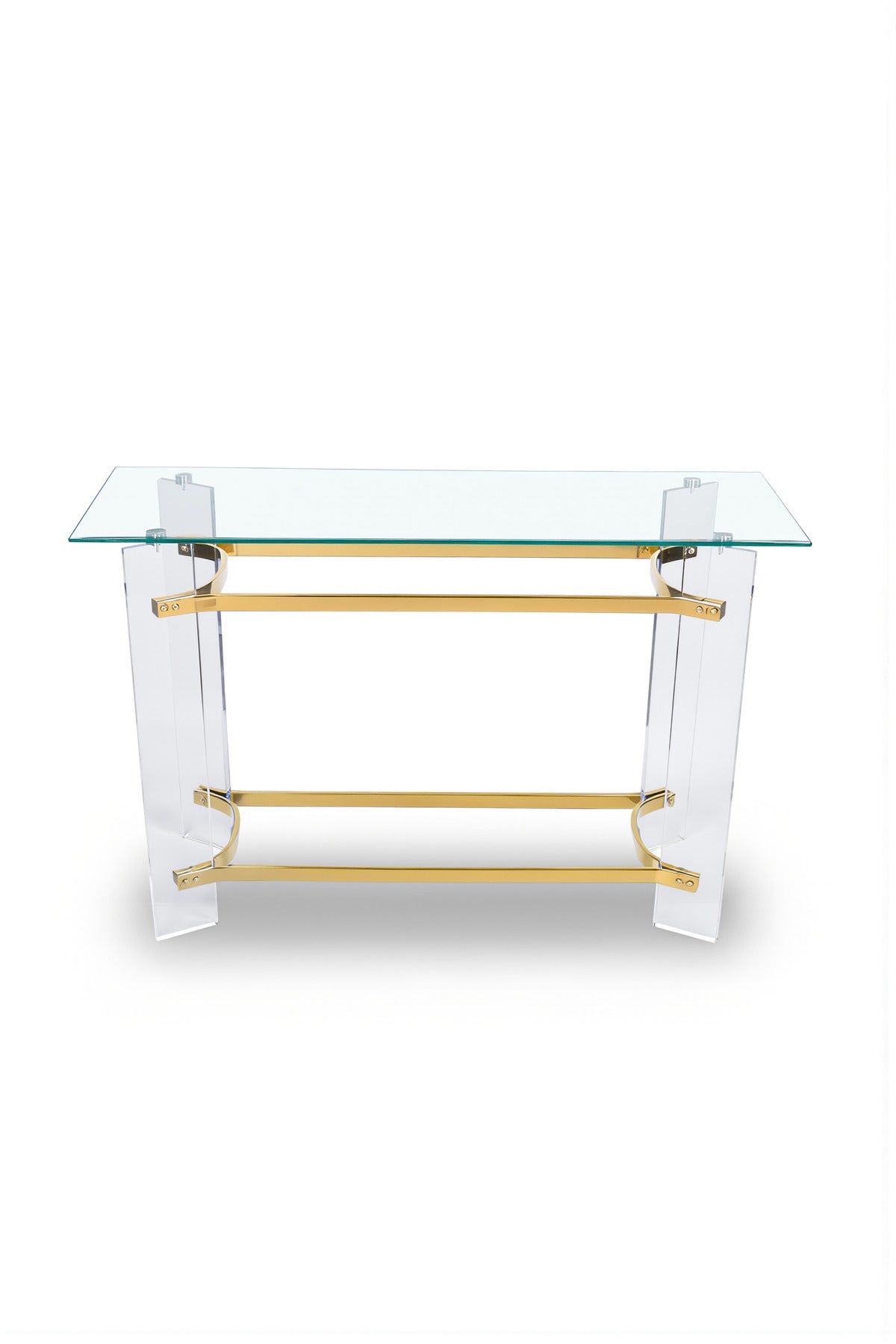 Luxury Acrylic Console Table with Gold Accents and Glass Top 120cm Modern Hallway Furniture