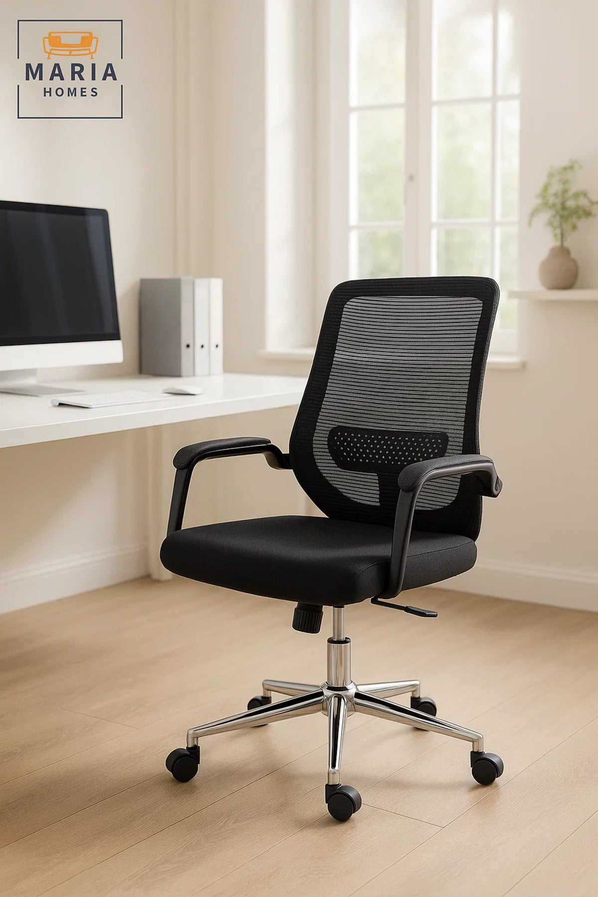 Ergonomic Black Office Chair with Mesh Back Ð Adjustable, Swivel & Chrome Base