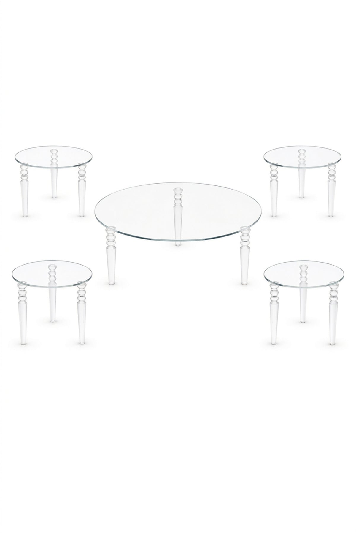 Round Acrylic Center Table Set – Clear 2-Tier Design with Lower Shelf