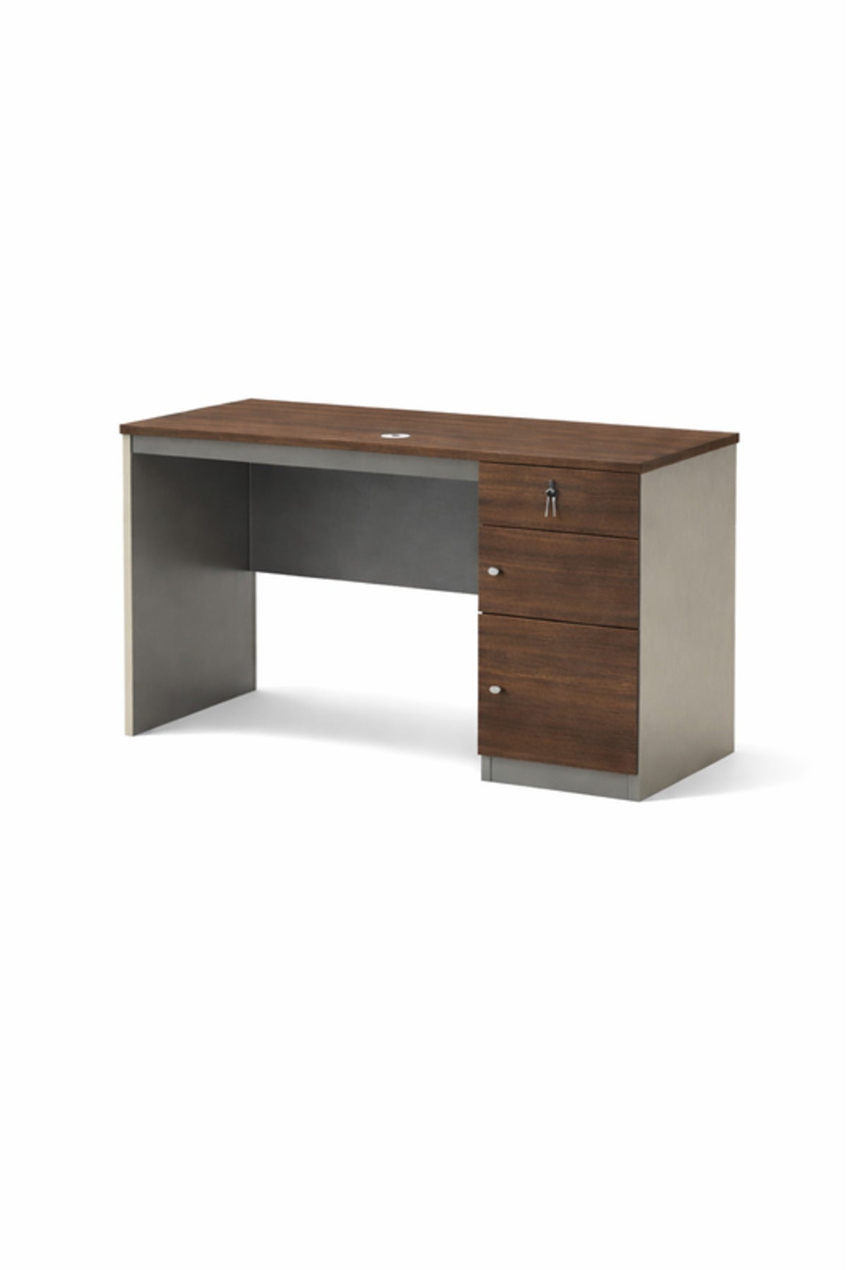 Sleek Dark Wood Office Desk with Storage Drawer √ê Compact Executive Desk