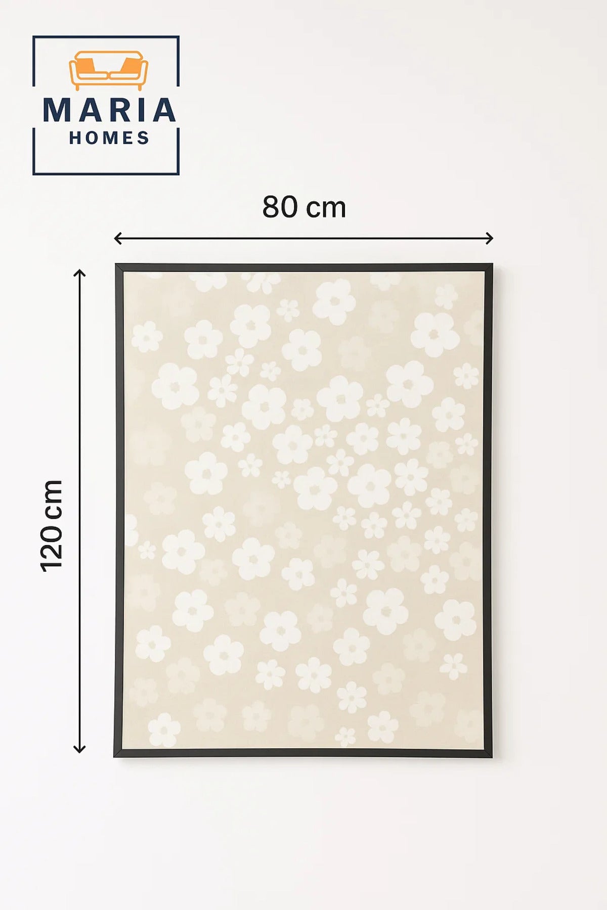 Textured Floral Wall Art in Soft Beige and White Tones-size80*120 CM