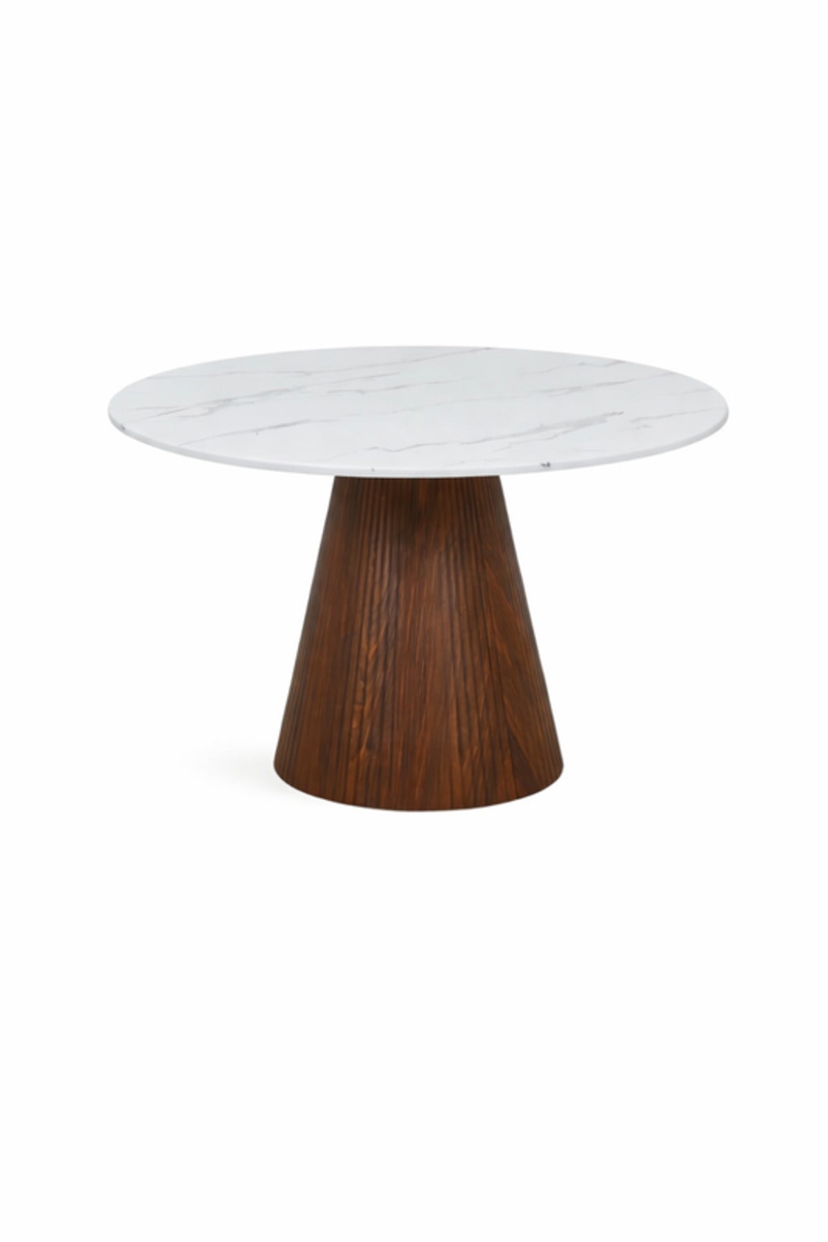 Round Marble Dining Table 120x120x75cm Modern with Brown Base round marble dining