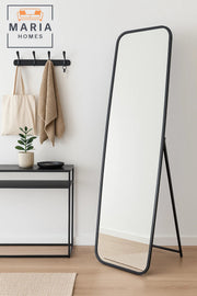 Black Full-Length Mirror with Rounded Corners Ð 170x54 cm Standing Frame