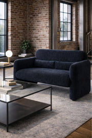 Black Fabric 2 Seater Sofa Modern Living Room Loveseat black fabric seater Couch