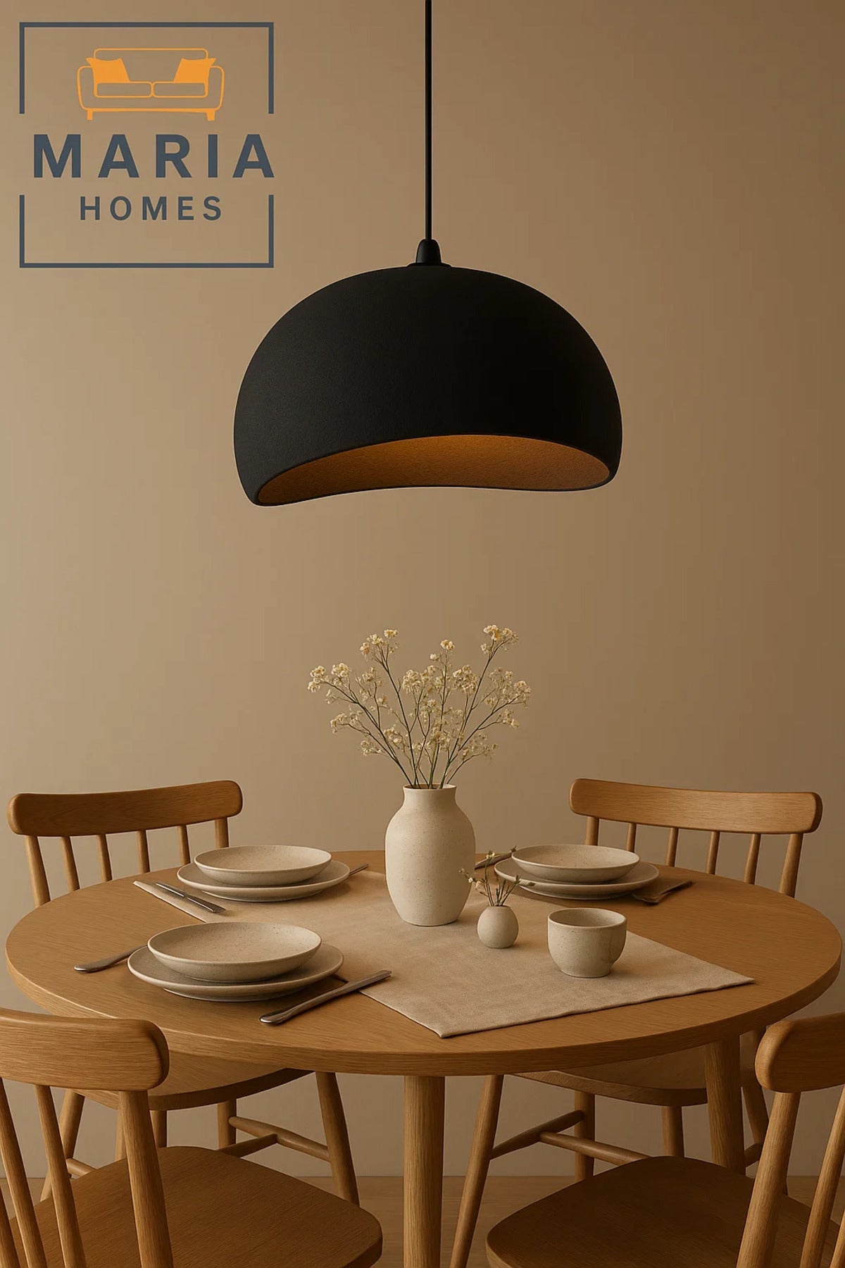 Matte Black Dome Pendant Light