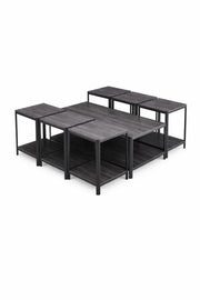 Modern Dark Grey Coffee Table Set with Side Tables and Storage Shelves modern dark grey