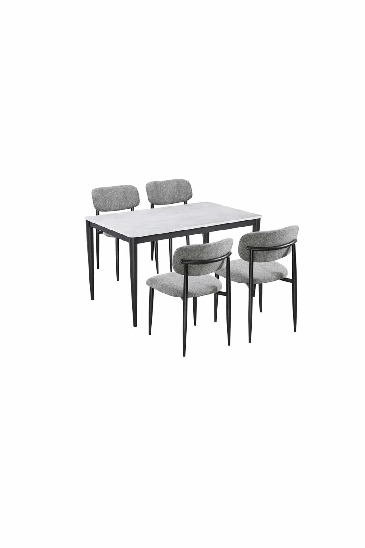 Modern Marble Top Dining Table Set with 4 Upholstered Chairs 130x80x75cm modern marble