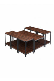 Modern Coffee Color Table Set with 6 Side Tables and Shelves modern coffee color Center