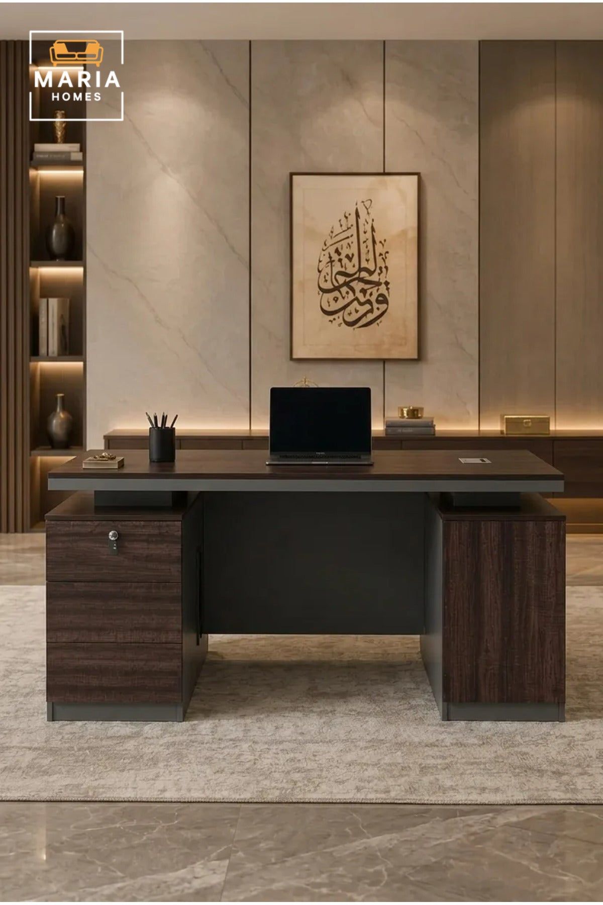 Executive Office Desk with Lockable Drawer Storage √ê Modern Manager Workstation Table
