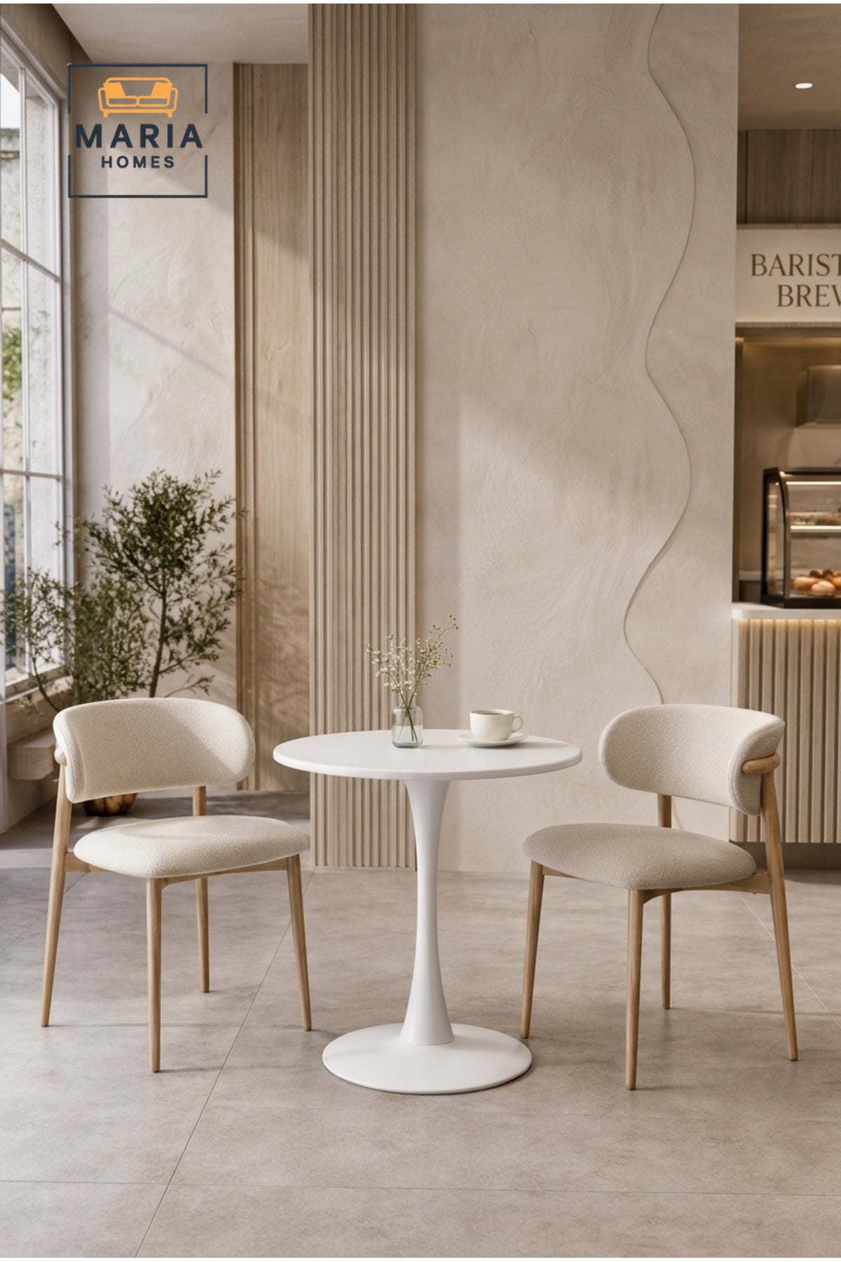 Modern Round Café Table Pedestal Dining Table Bistro Table for Coffee Shop Restaurant White