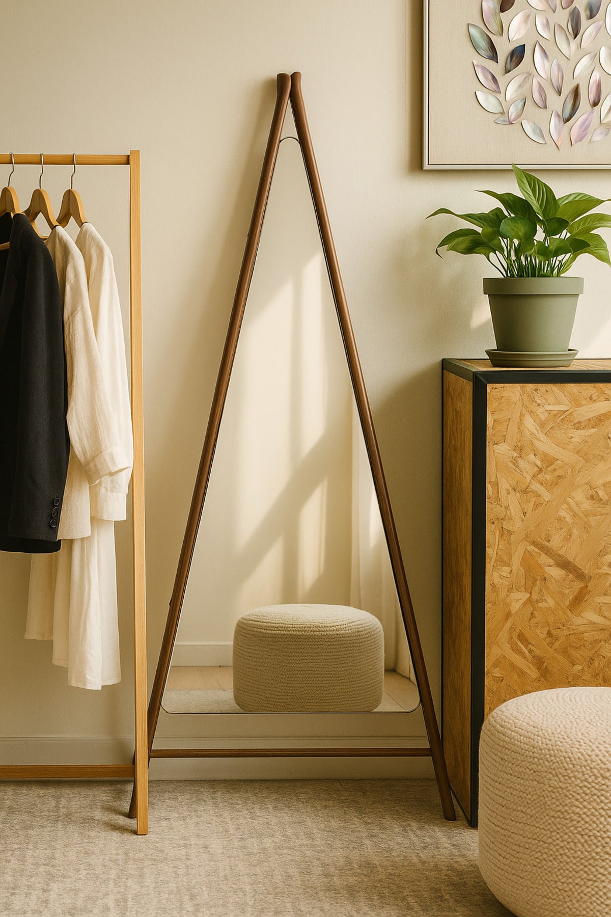 Wooden Floor Standing Mirror 168_70 cm Ð Full-Length Dressing Mirror with Modern Frame