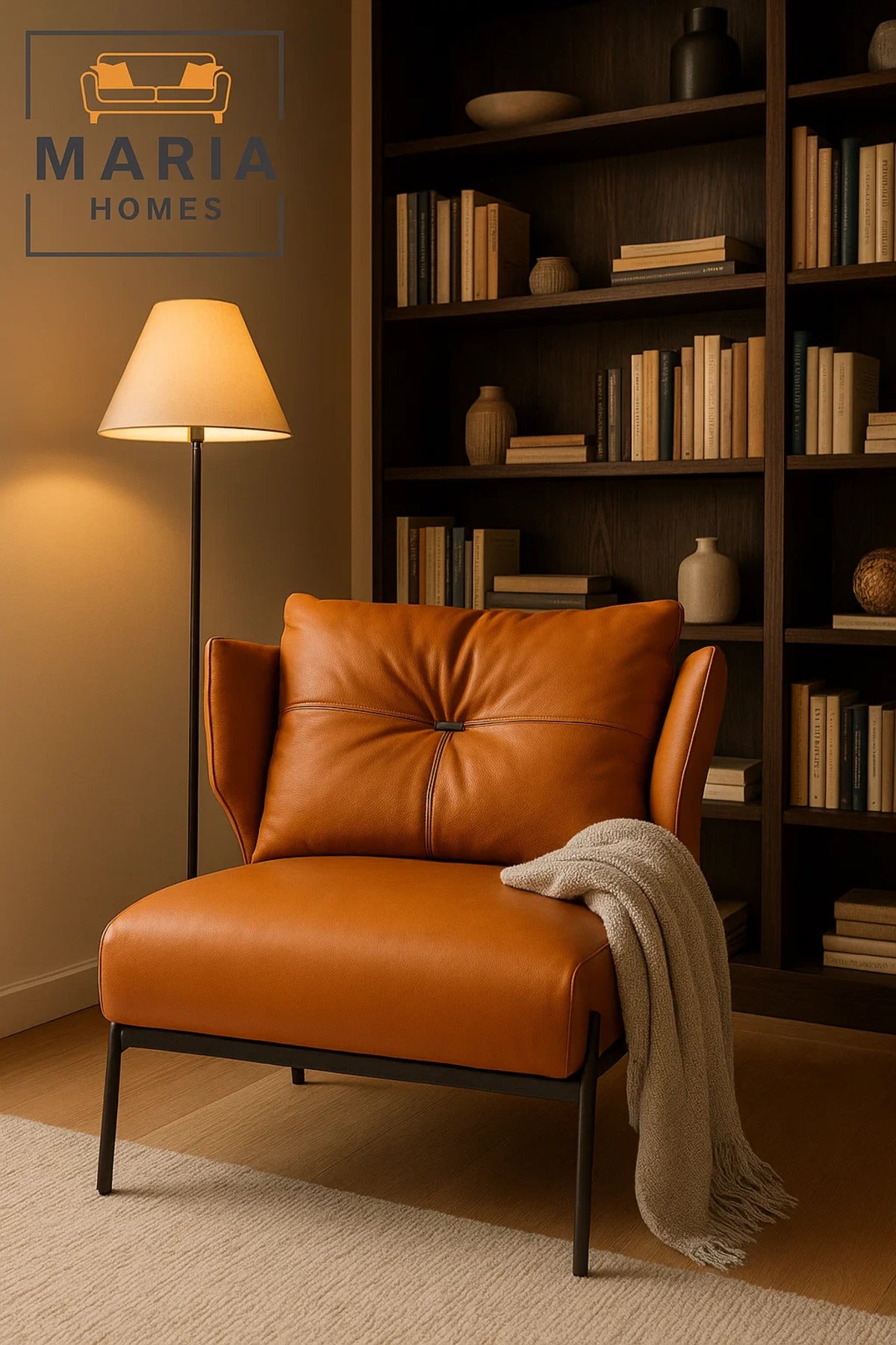 Contemporary Lounge Chair with PU Leather Upholstery