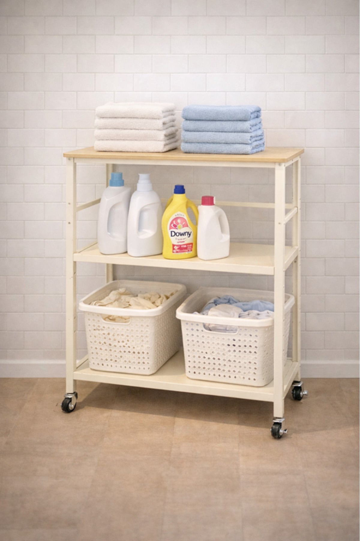 Multi-Tier Storage Shelf with Wheels 70_32_80 cm