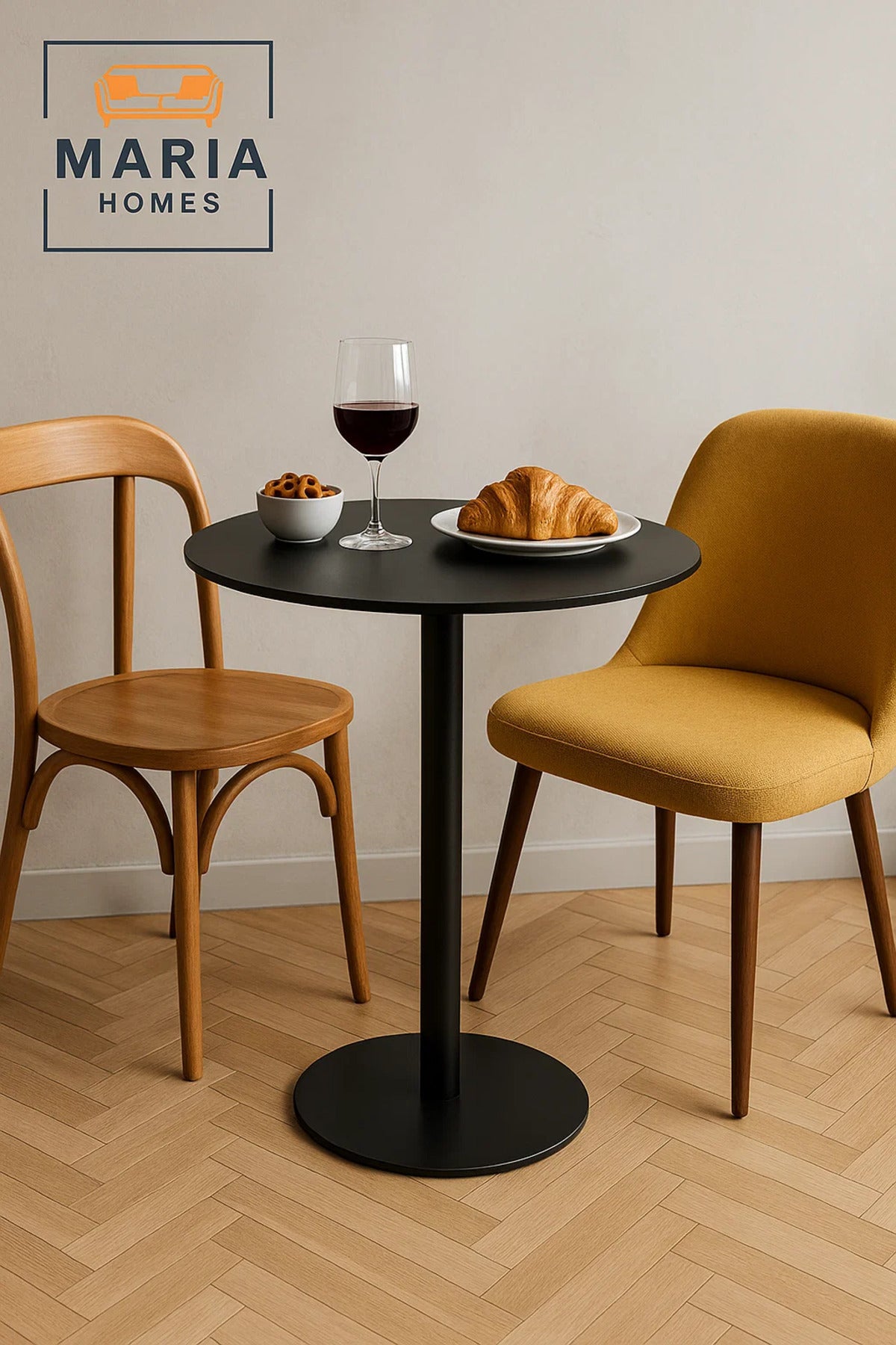 Sleek Black Round Metal Cafe Table Ð Minimalist Design