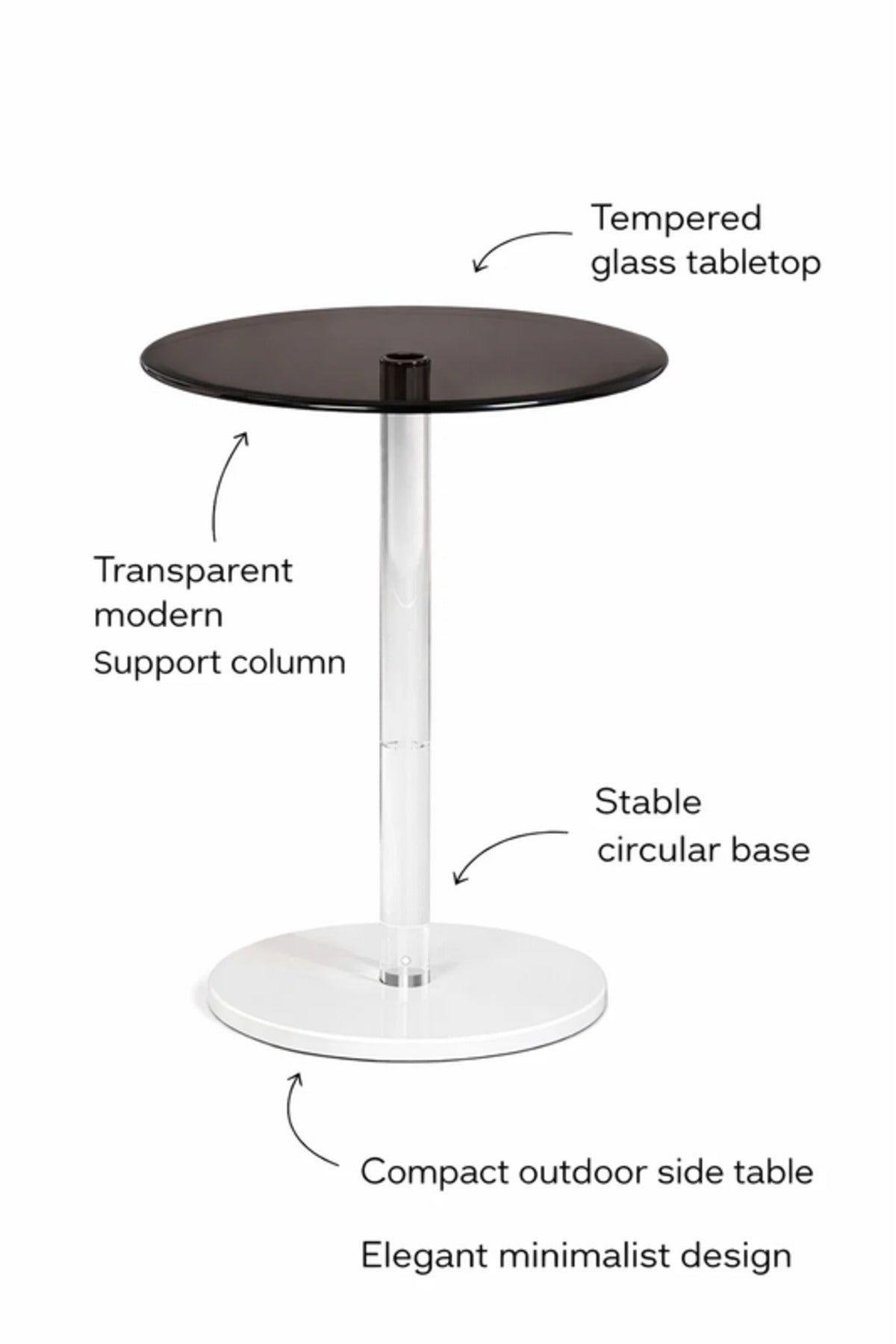 Modern Outdoor Round Bistro Table Top with White Base Patio Cafe modern outdoor round