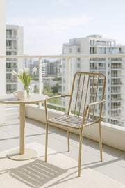 Champagne Gray Metal Chair Ð Modern Outdoor & Indoor Armchair for Garden, Balcony & CafŽ Use