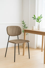 Gray Fabric Dining Chair Ð Modern Minimalist Chair with Black Metal Legs for Dining Room & Office