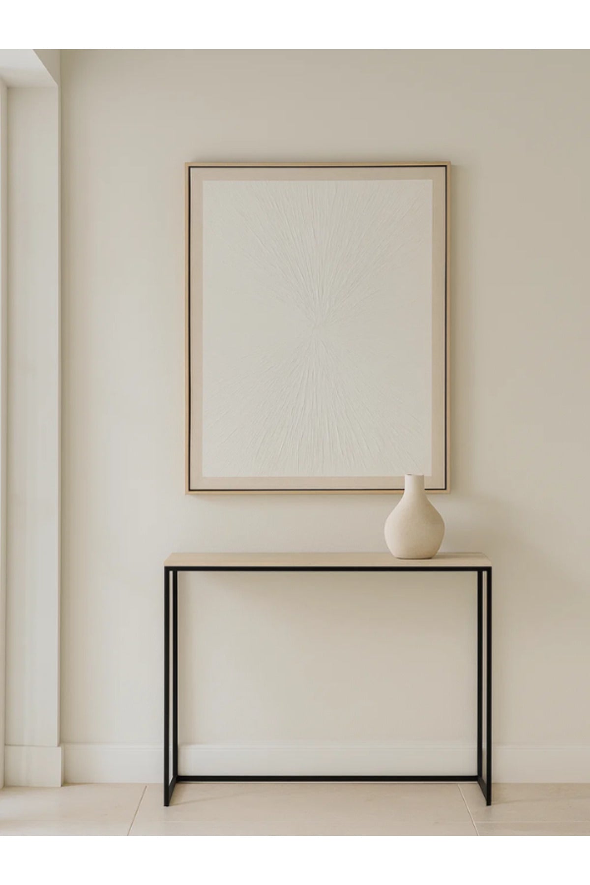 Minimalist Textured Wall Art Ð 120_80 cm White Framed Canvas for Modern Home DŽcor
