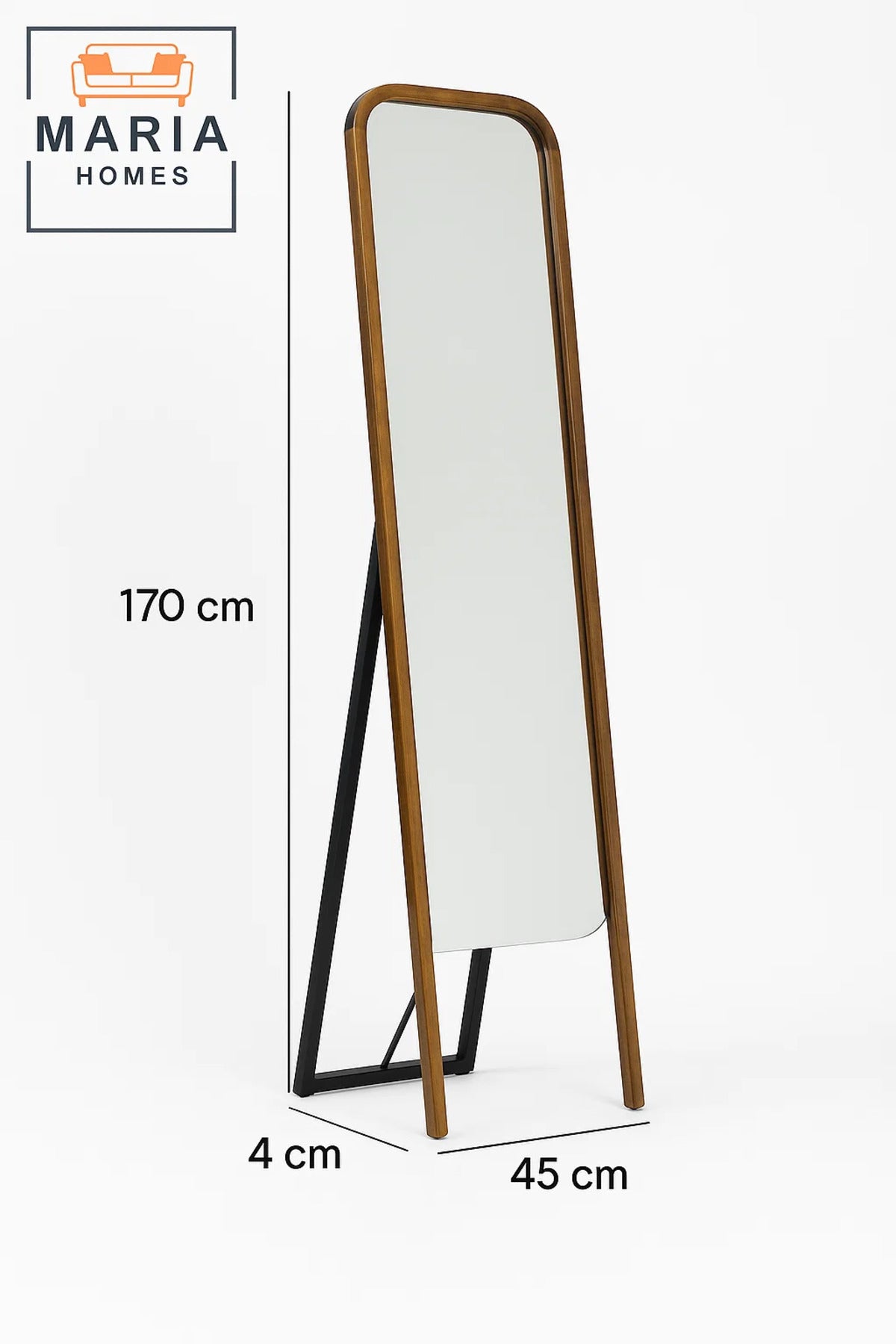 Modern Full-Length Standing Mirror with Dark Wood Frame Ð 170x45 cm for Bedroom & Dressing Room