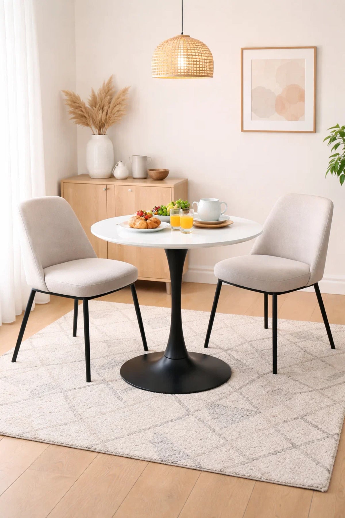 Modern Round White Marble Dining Table - (70*70*75 cm)