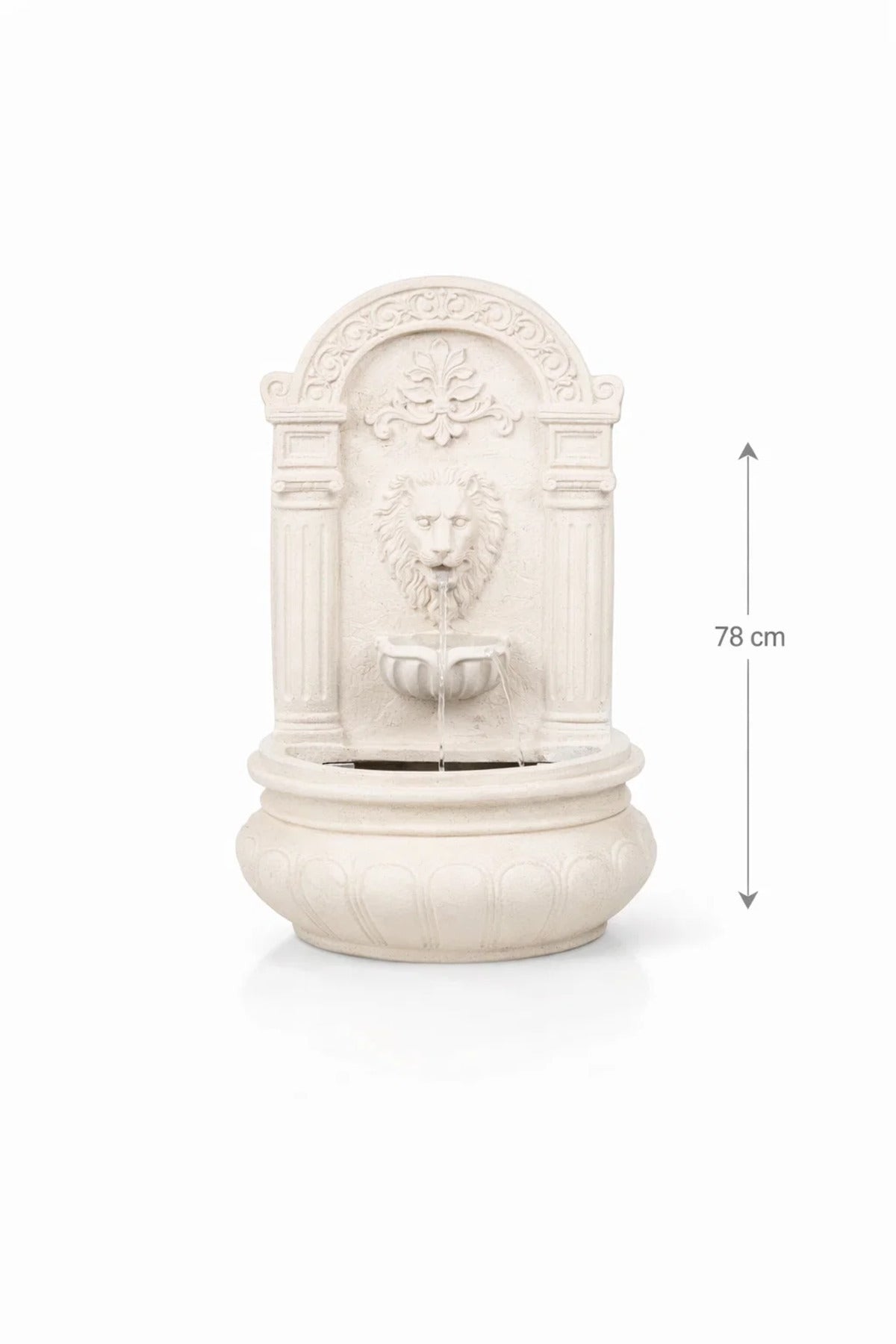 Classic Ivory Lion Head Decorative Water Fountain Indoor Outdoor Garden Feature 78x43 cm