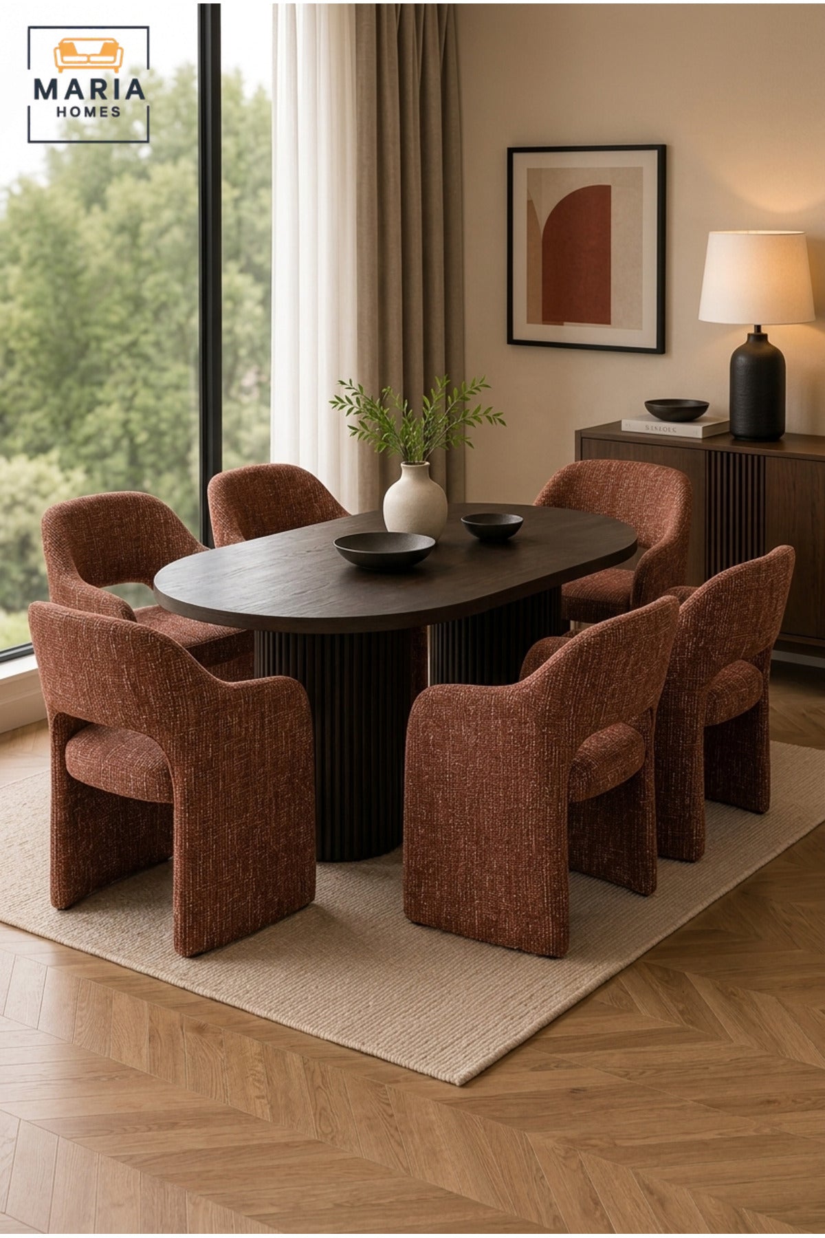 Modern Orange Fabric Accent Chair with Curved Backrest, Integrated Armrests, Open Back & Padded Seat, Contemporary Dining Lounge Chair for Living Room Office