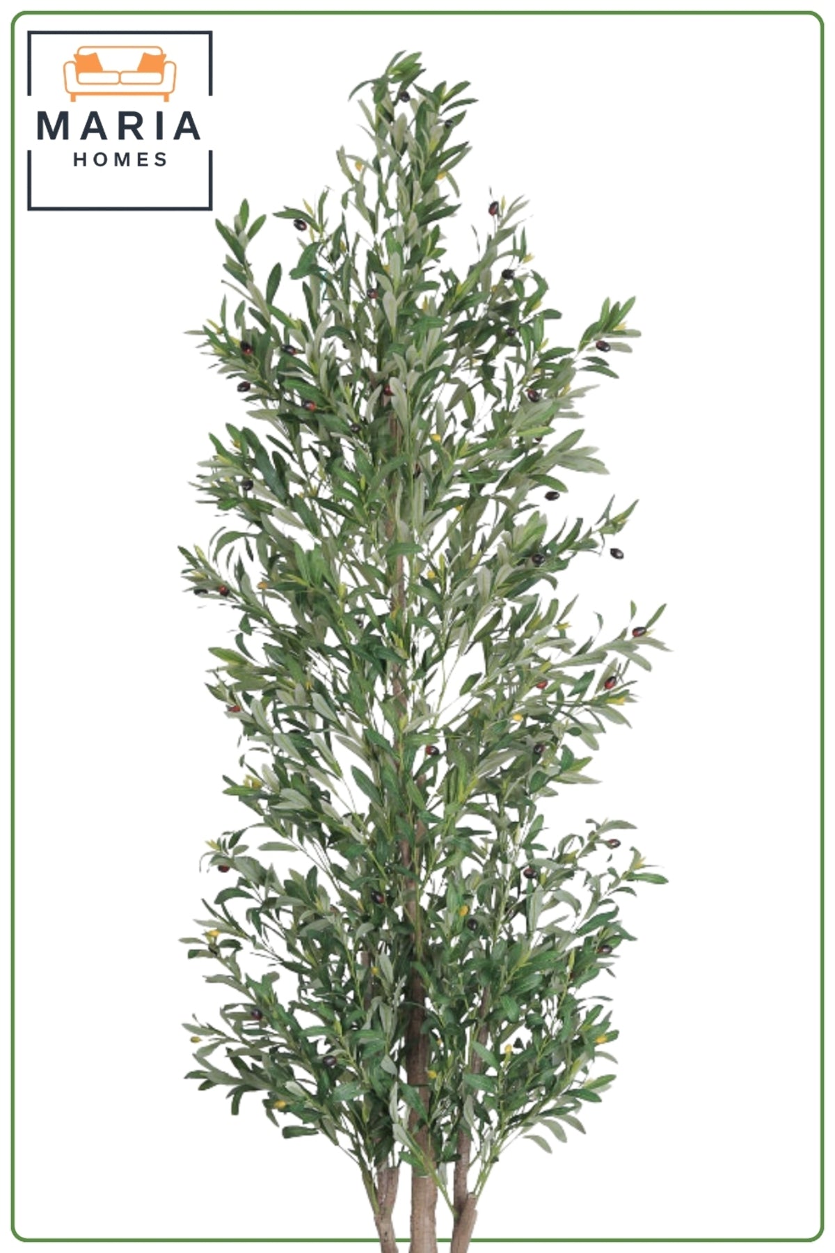 Artificial Olive Tree 210cm with 3 Branches in Cylindrical Plastic Pot for Home Decor