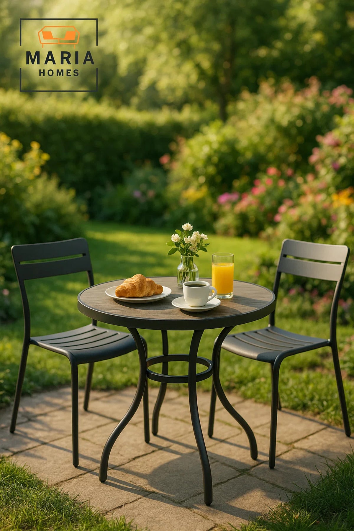 Round Outdoor Dining Table | Modern Metal Frame Patio, Garden & Balcony Furniture