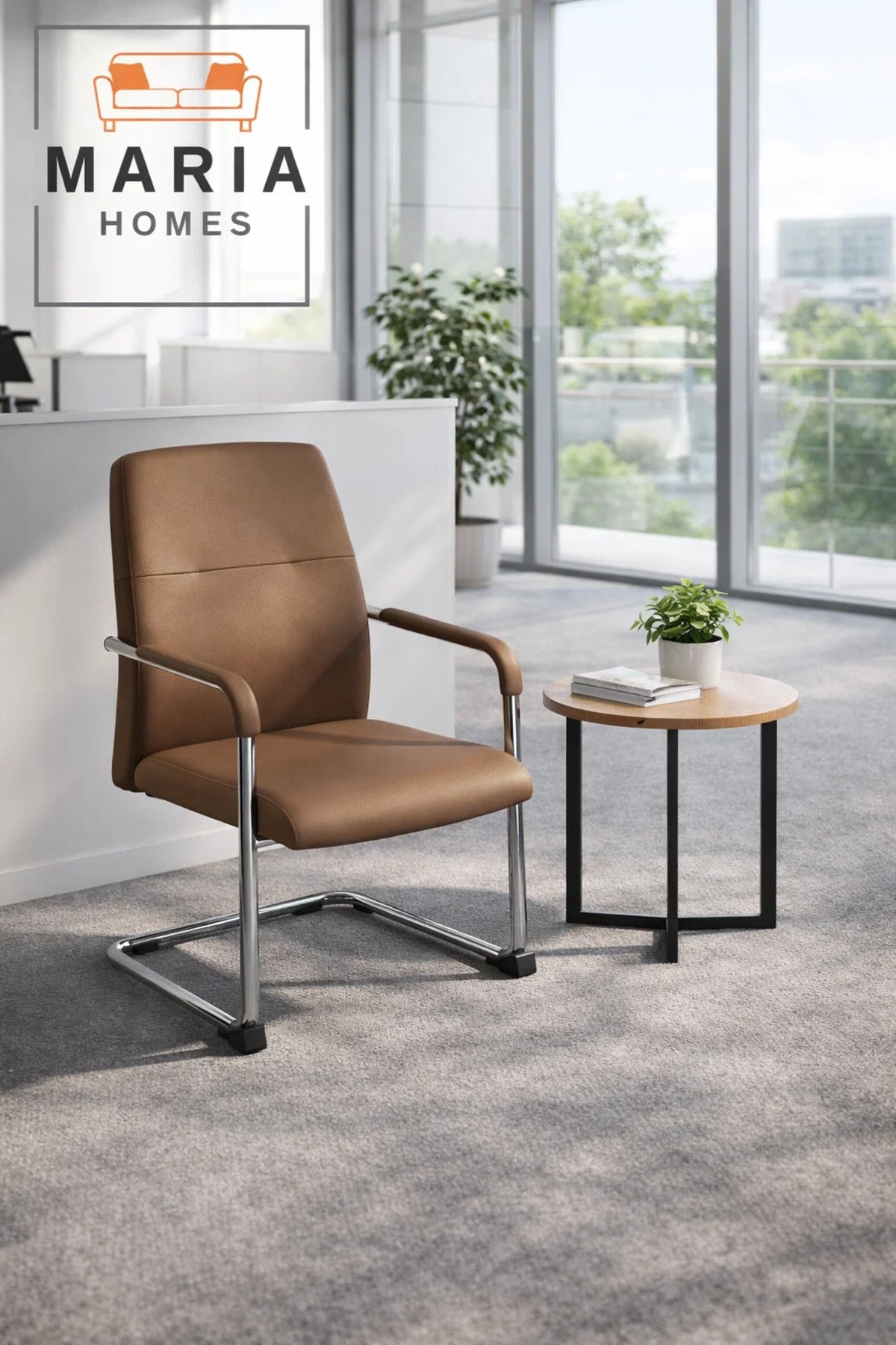 Brown Visitor Chair with Armrests Ð Comfortable Office Guest & Waiting Chair