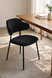 Black Upholstered Dining Chair with Metal Legs 82cm Height Modern black upholstered