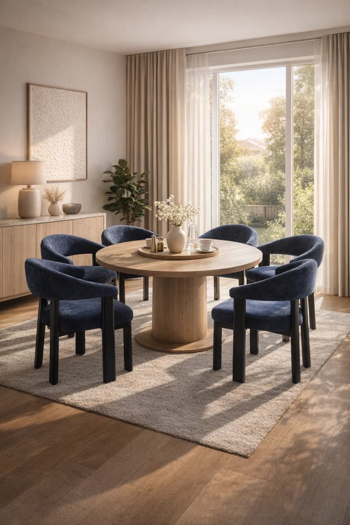 Blue Armchair with Black Wooden Legs, 79x49x48 CM blue armchair Dining Room Chair