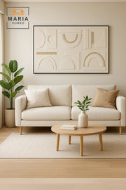 Luxury Geometric Wall Art 150_100 | Modern Textured Canvas | Minimalist White Decor