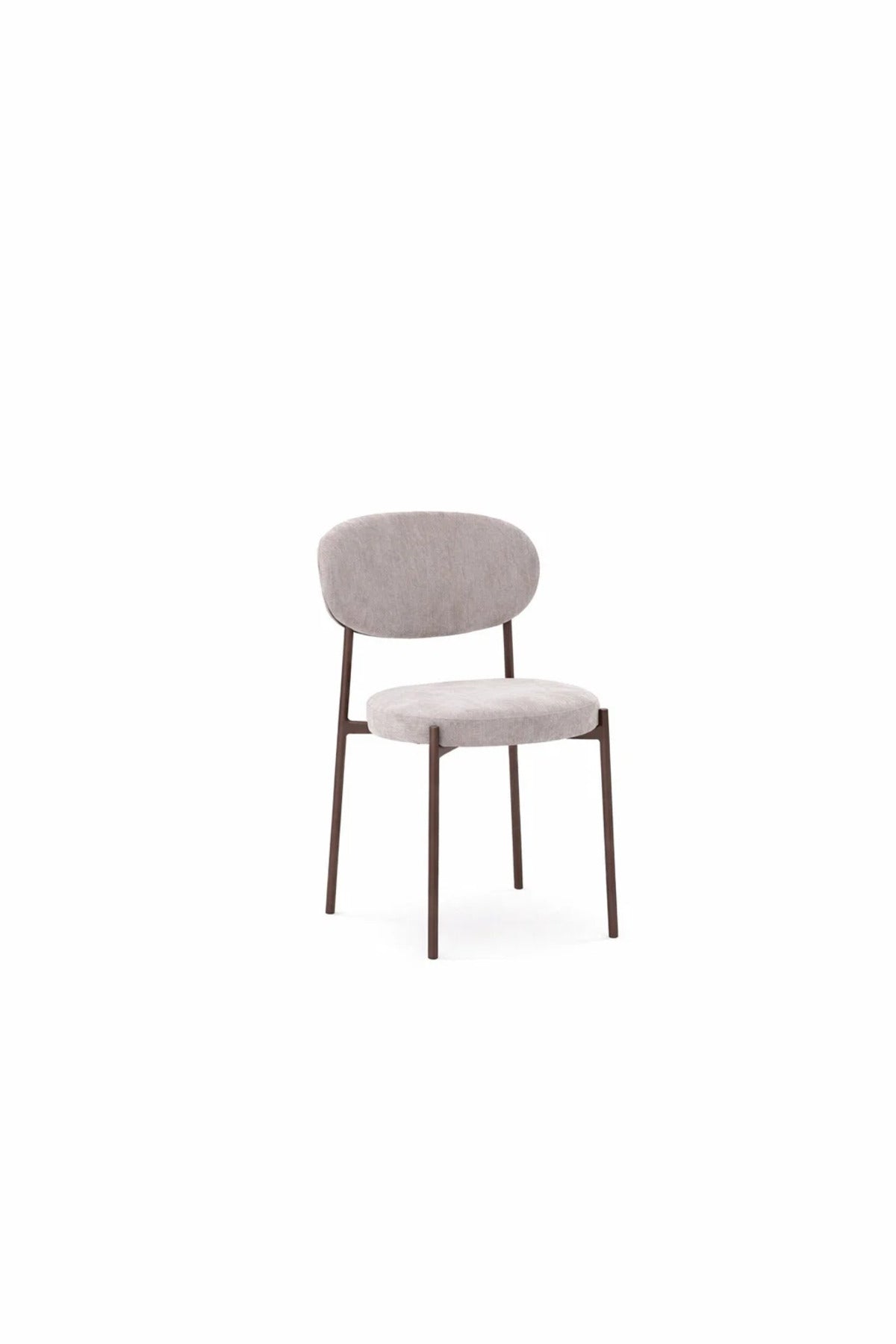 Modern D.Beige Upholstered Dining Chair with Metal Legs Comfortable Accent Chair